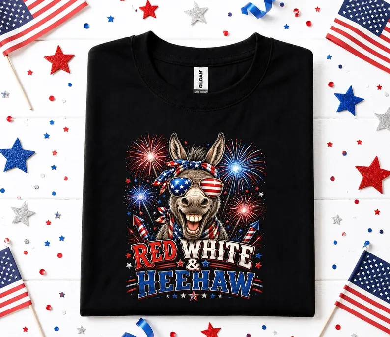 4th of July Donkey Shirt, Red White and Heehaw Tee, Patriotic Donkey Forth gallery