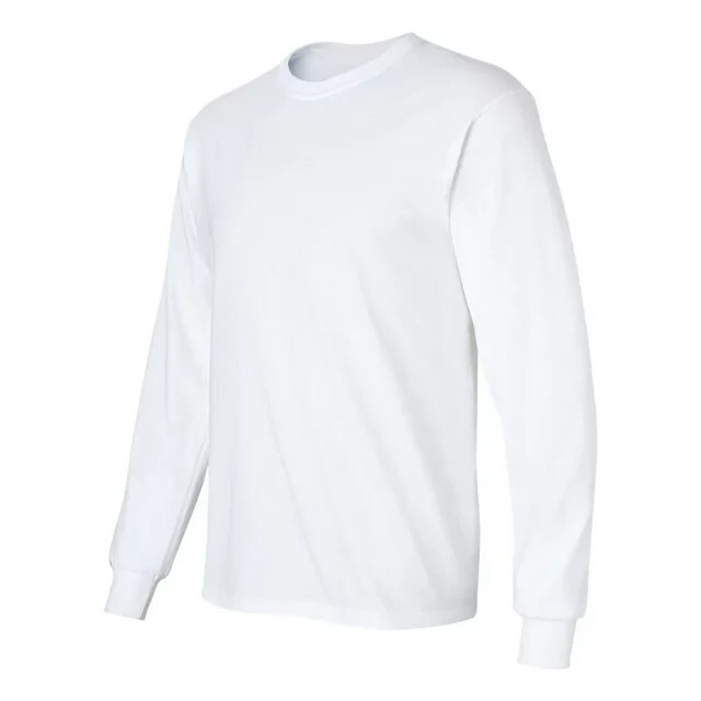 Gildan Adult Unisex Ultra Cotton 2400 Size M White LS Crew Neck Shirt New gallery