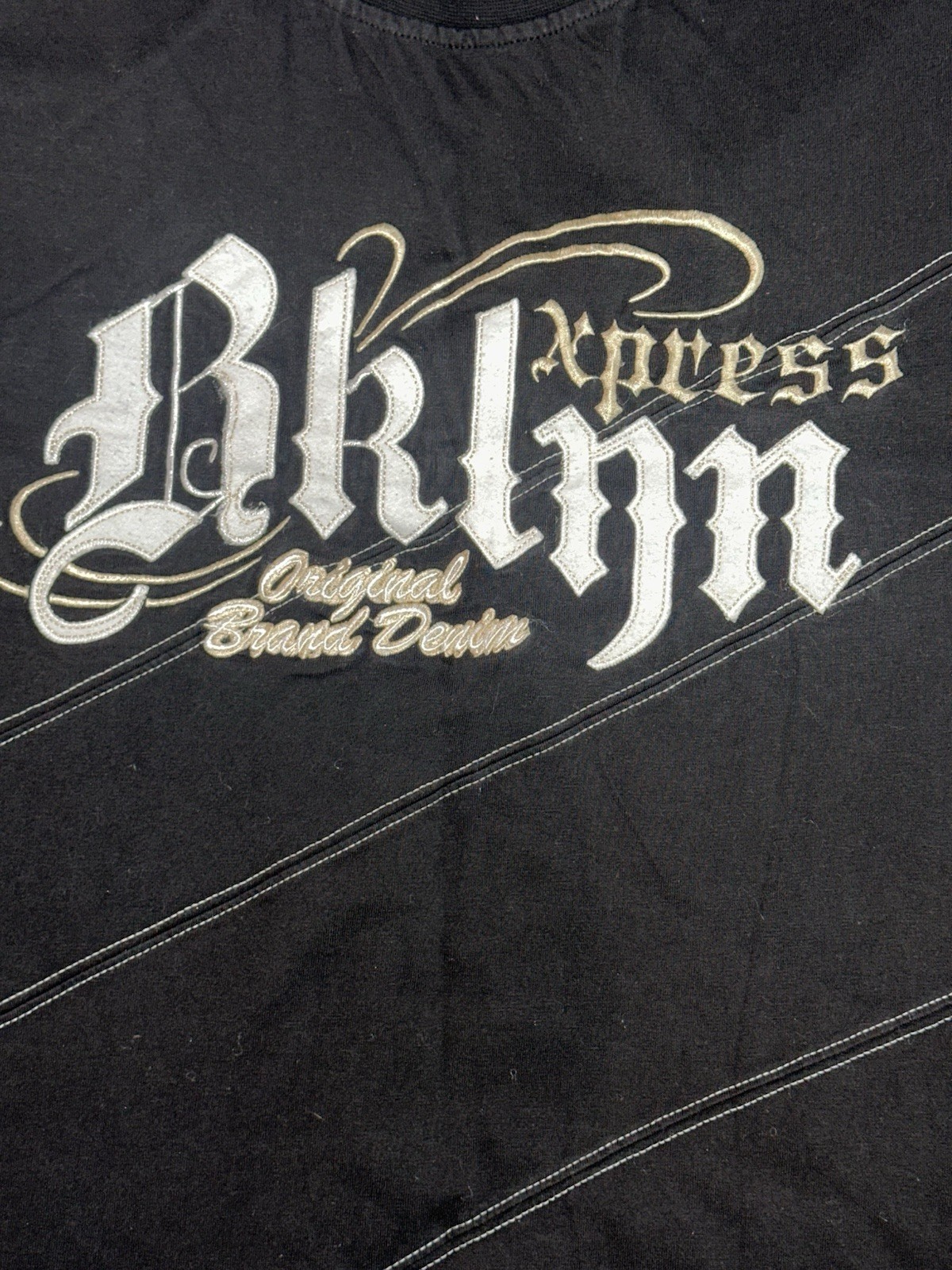 Express Men's XXXL Black Crew Neck Graphic Print Embroidered Cotton T-Shirt gallery
