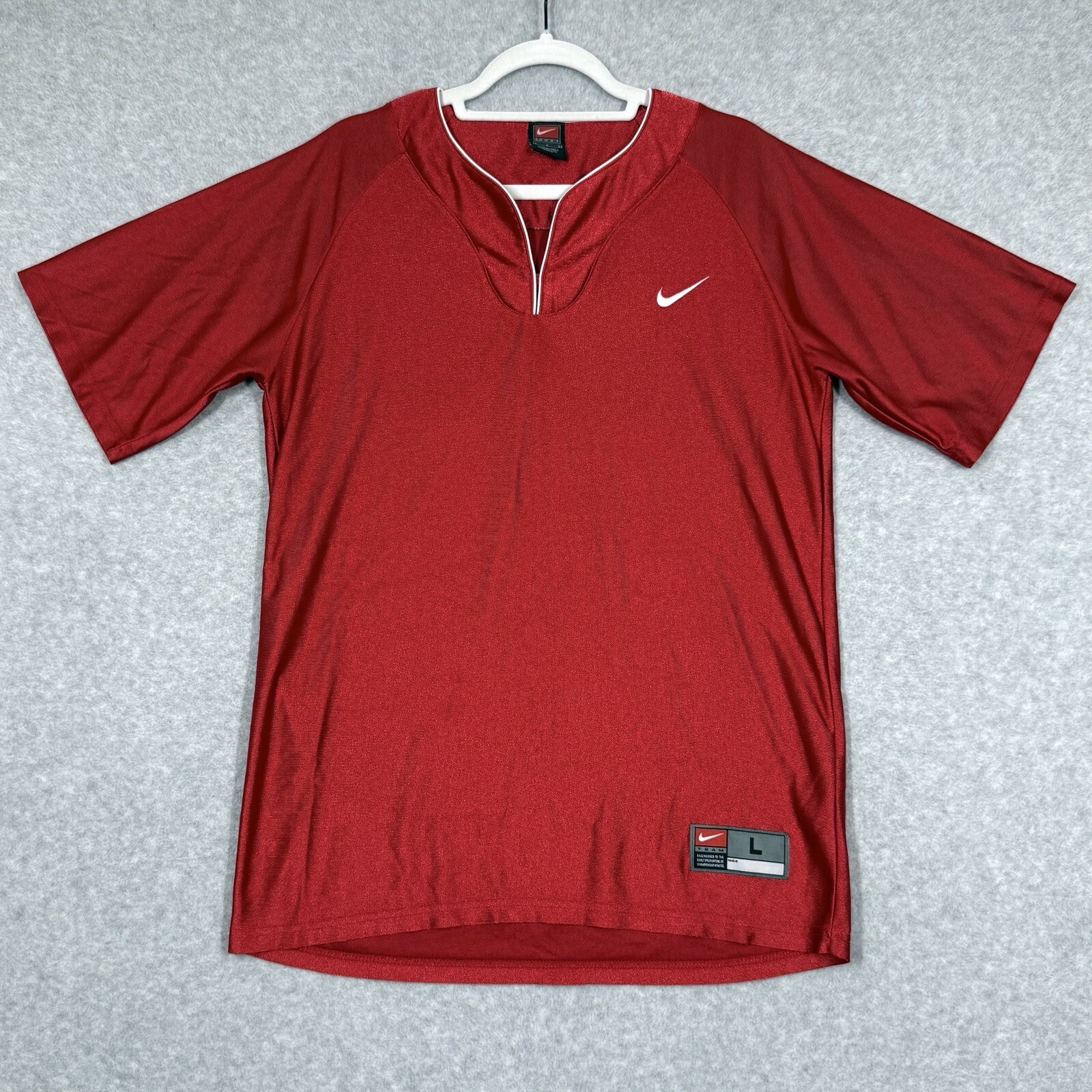 Vintage Nike Shirt Mens Large Shiny Dazzle Warm Up Jersey Team Sports Y2K Red