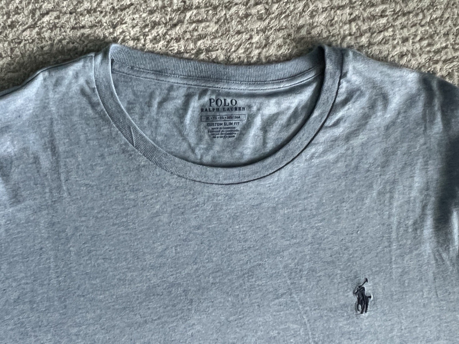 Polo Ralph Lauren Men’s T Shirt Sz XL Chambray Blue Custom Slim Fit Pony Preppy gallery