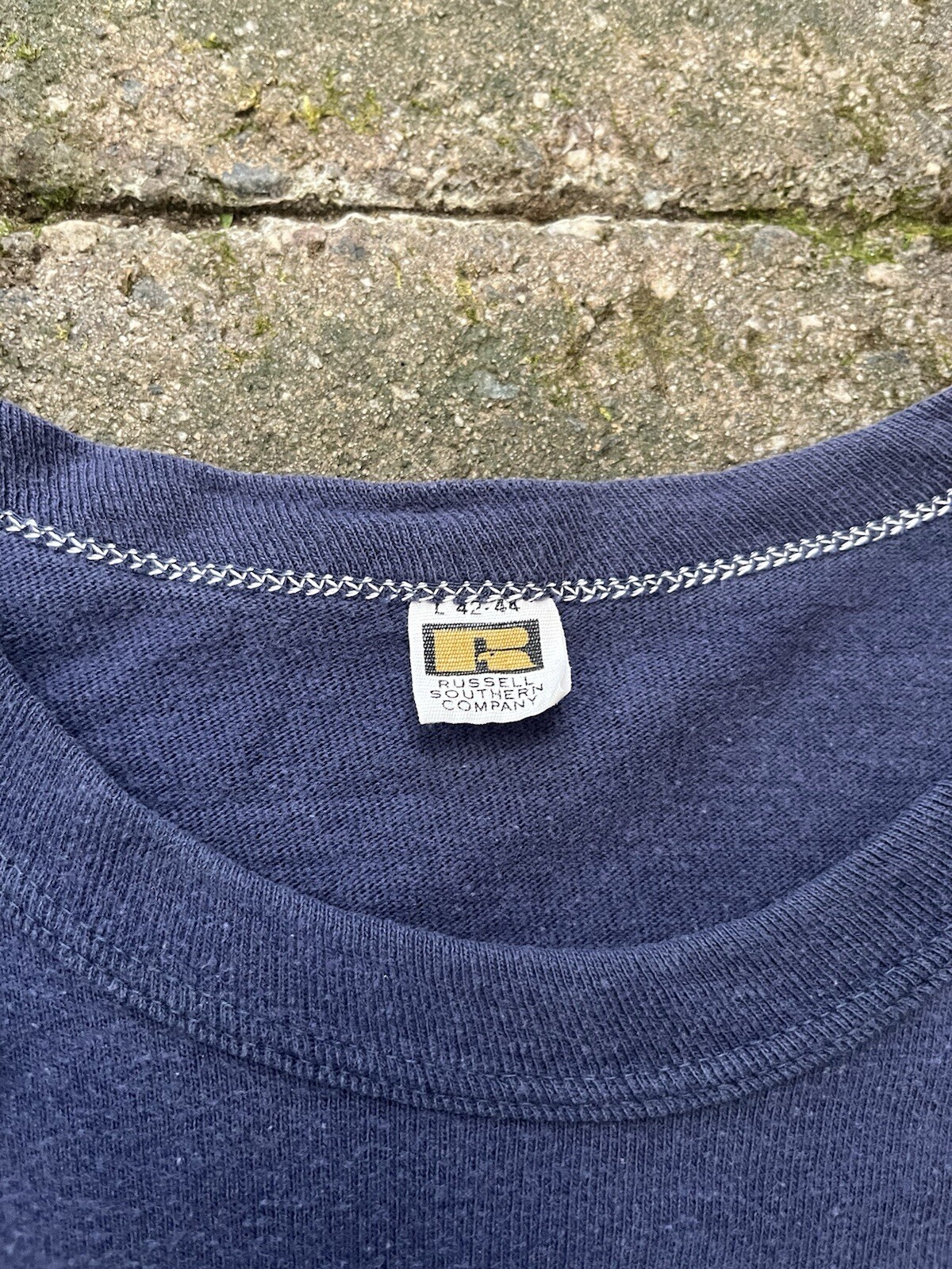 Vintage 1960s Russell Southern Co Cotton Tshirt L “W-L 72” Blue see Measurement gallery