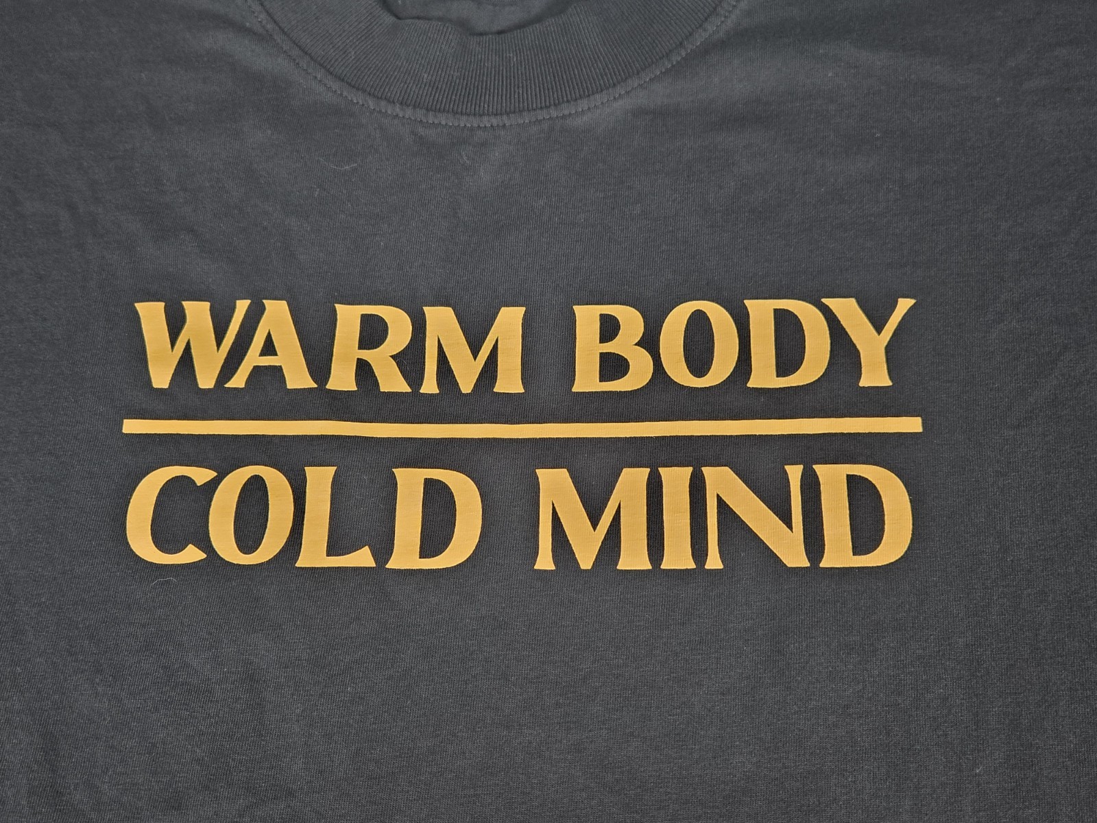 New Mens Warm Body Cold Mind Weight Lifting T Shirt Size XL Black gallery