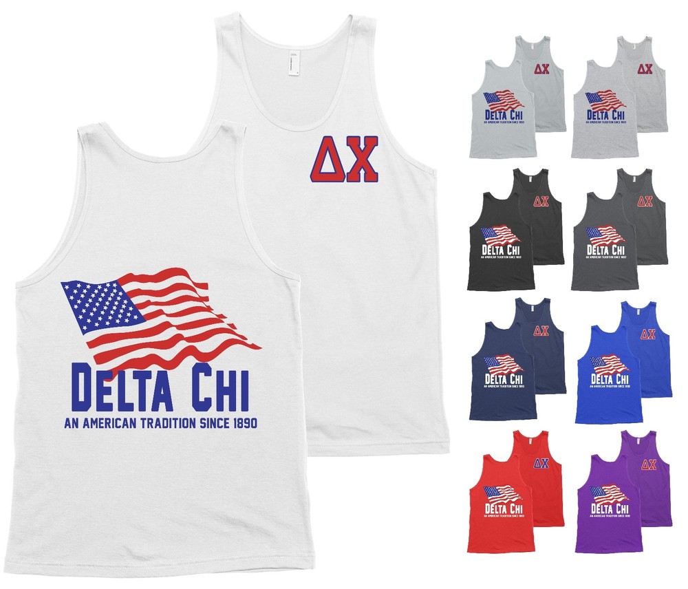 Delta Chi Fraternity Bella+Canvas Tank Top American USA Flag Shirt