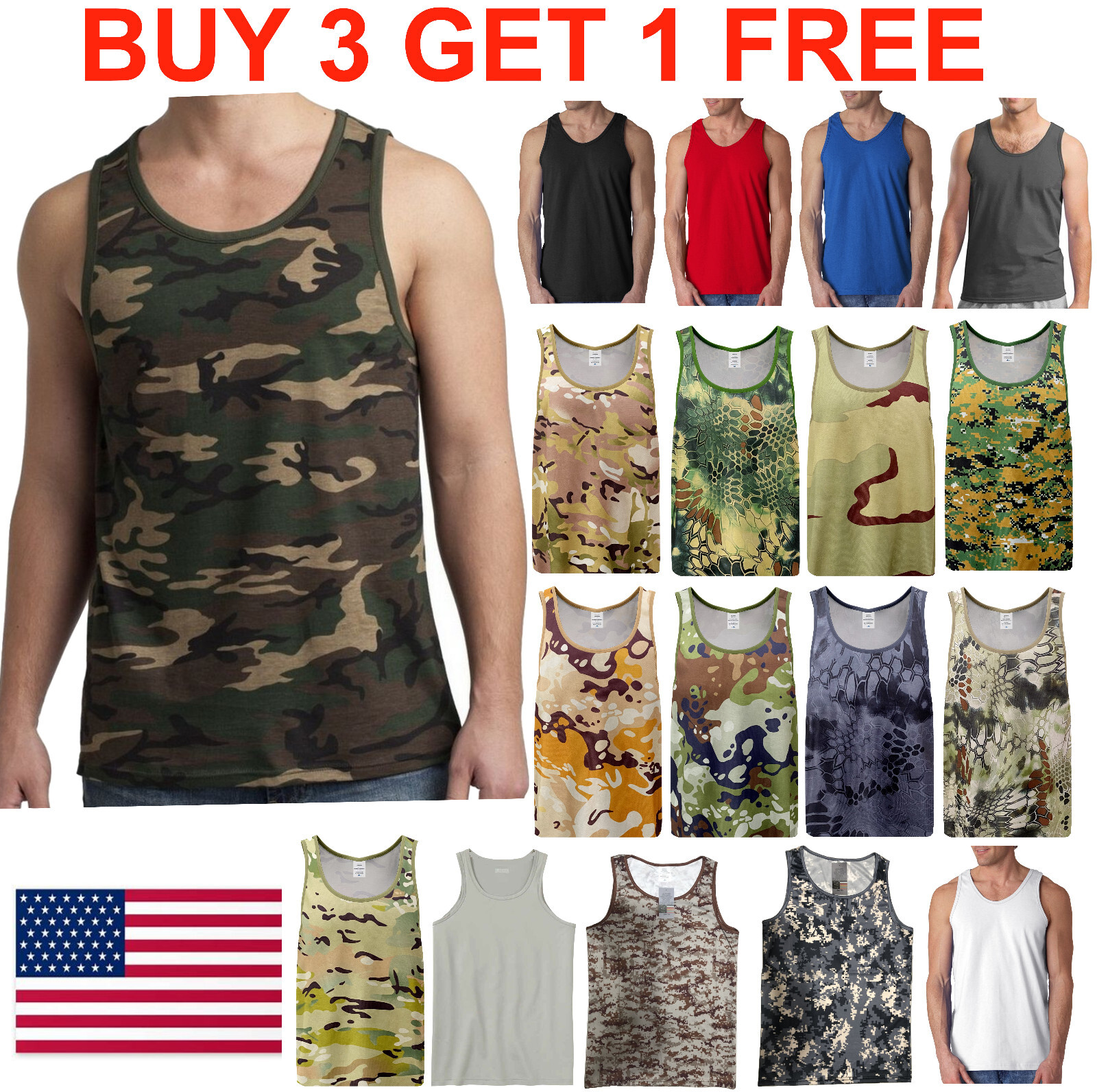 Mens Tank Top Muscle Gym Sleeveless Plain T-Shirts Tee A-Shirt NEW gallery