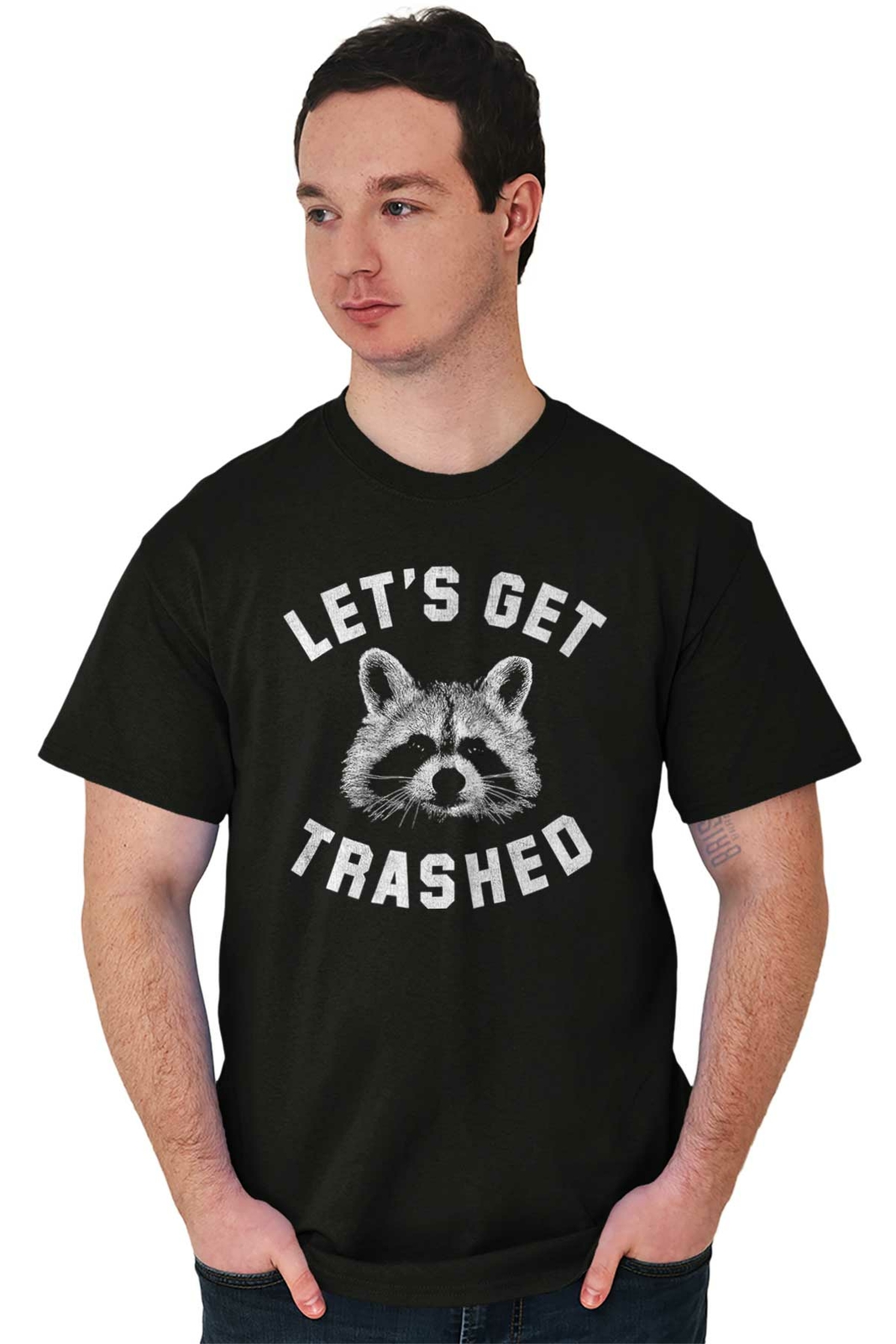 Lets Get Trashed Raccoon Trash Panda Humor Womens or Mens Crewneck T Shirt Tee gallery