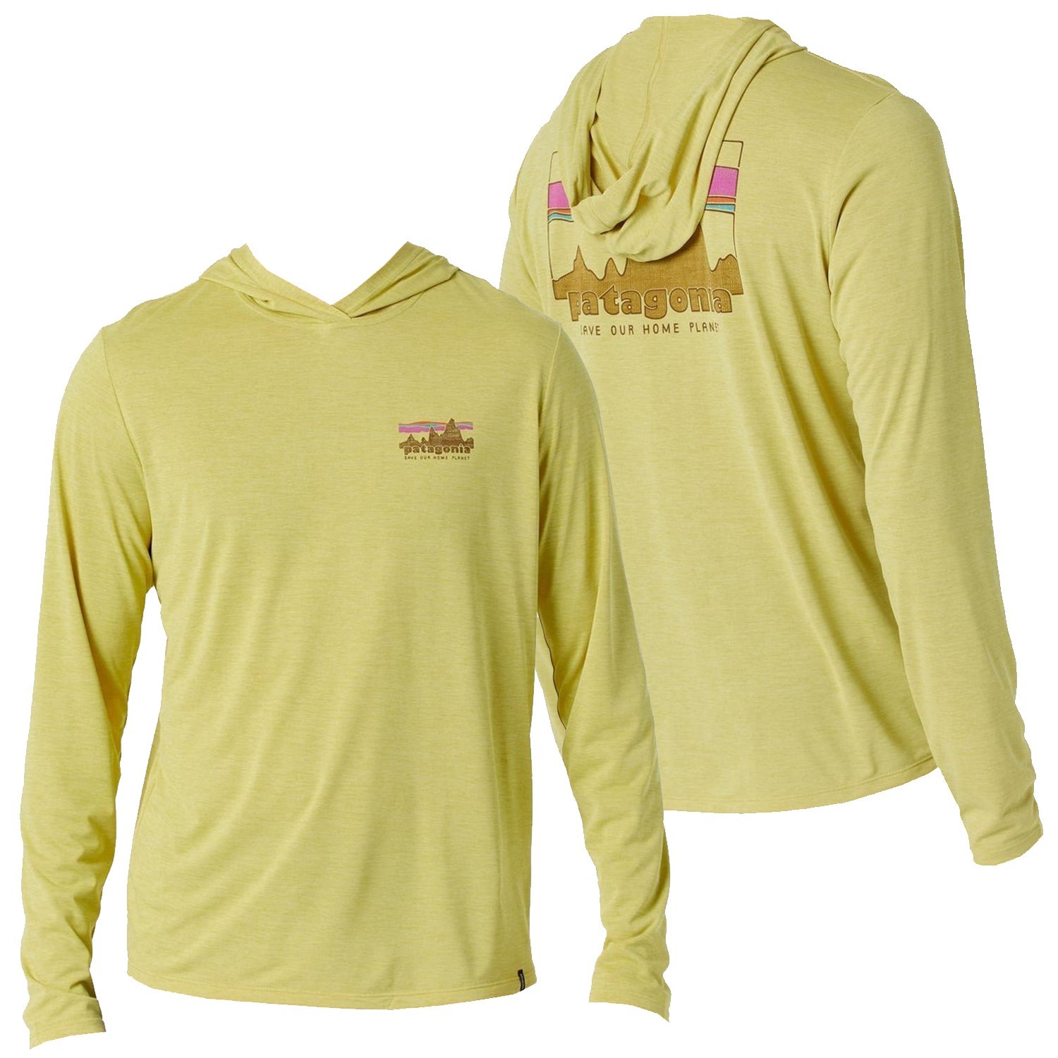 Patagonia Men Capilene Cool Daily Hoody '73 Skyline L/S T-shirt Limestone Yellow gallery