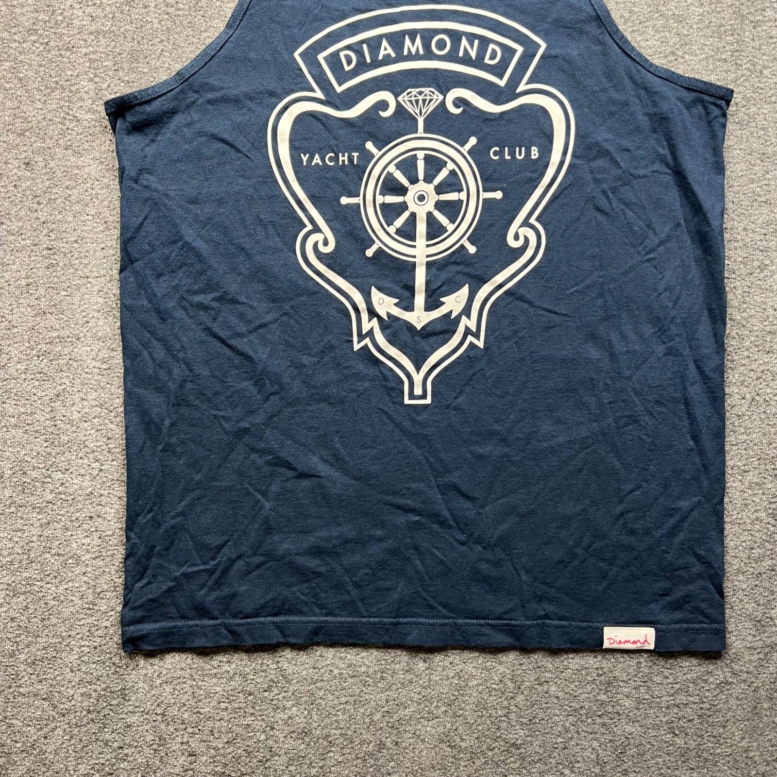 Diamond Supply Co Tank Top Mens XL Navy Blue Yacht Club Anchor Graphic Shirt gallery
