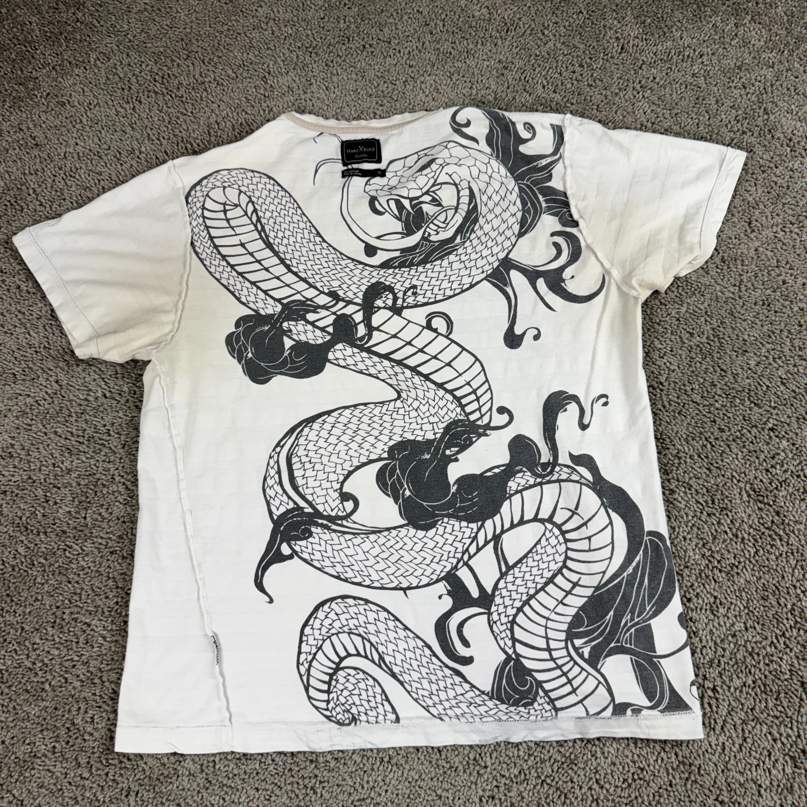Marc Ecko Shirt Mens Extra Large White Gray Snake Reversible Print READ gallery