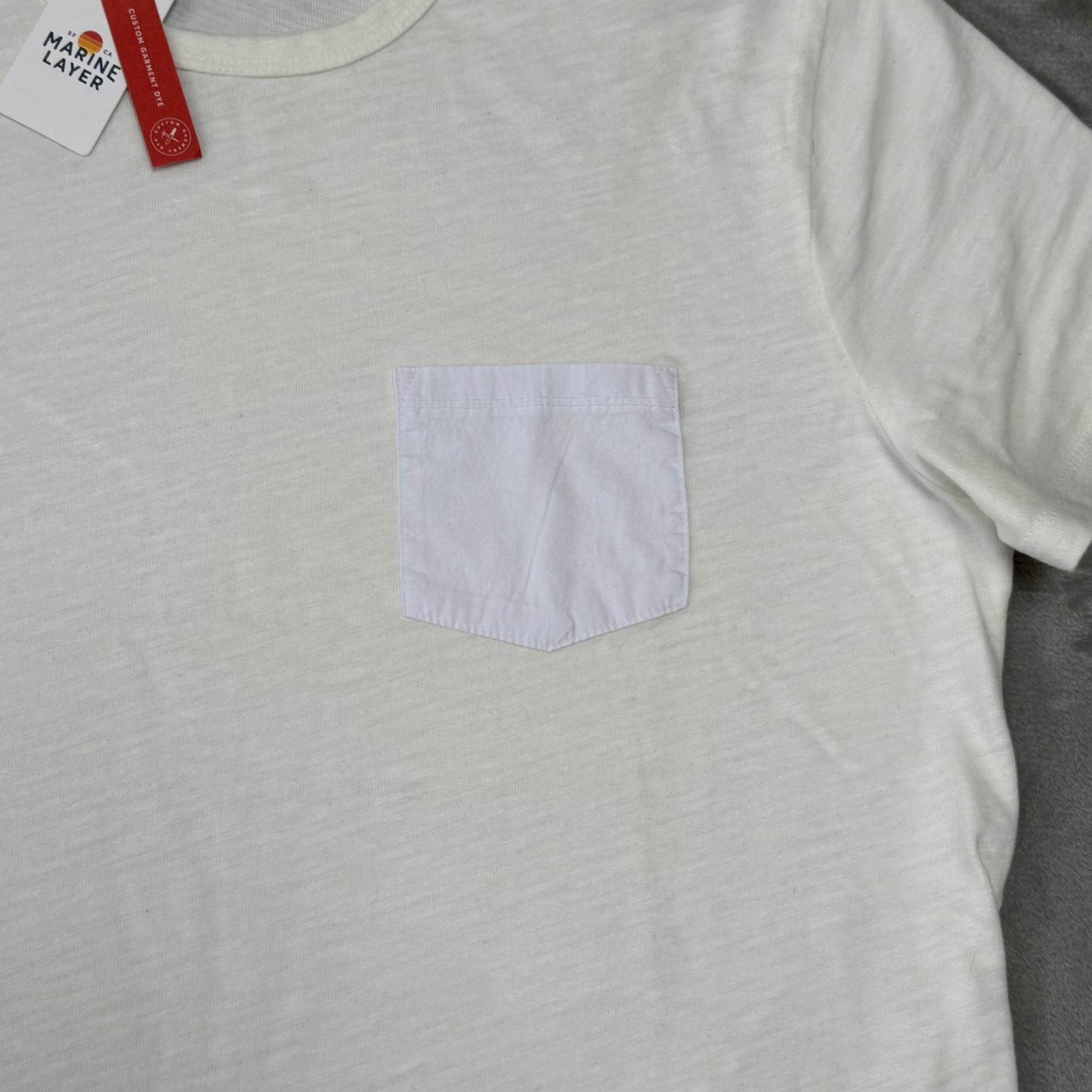 Marine Layer Heavy Slub Pocket Tee T-Shirt Mens Medium Antique Cream New NWT gallery