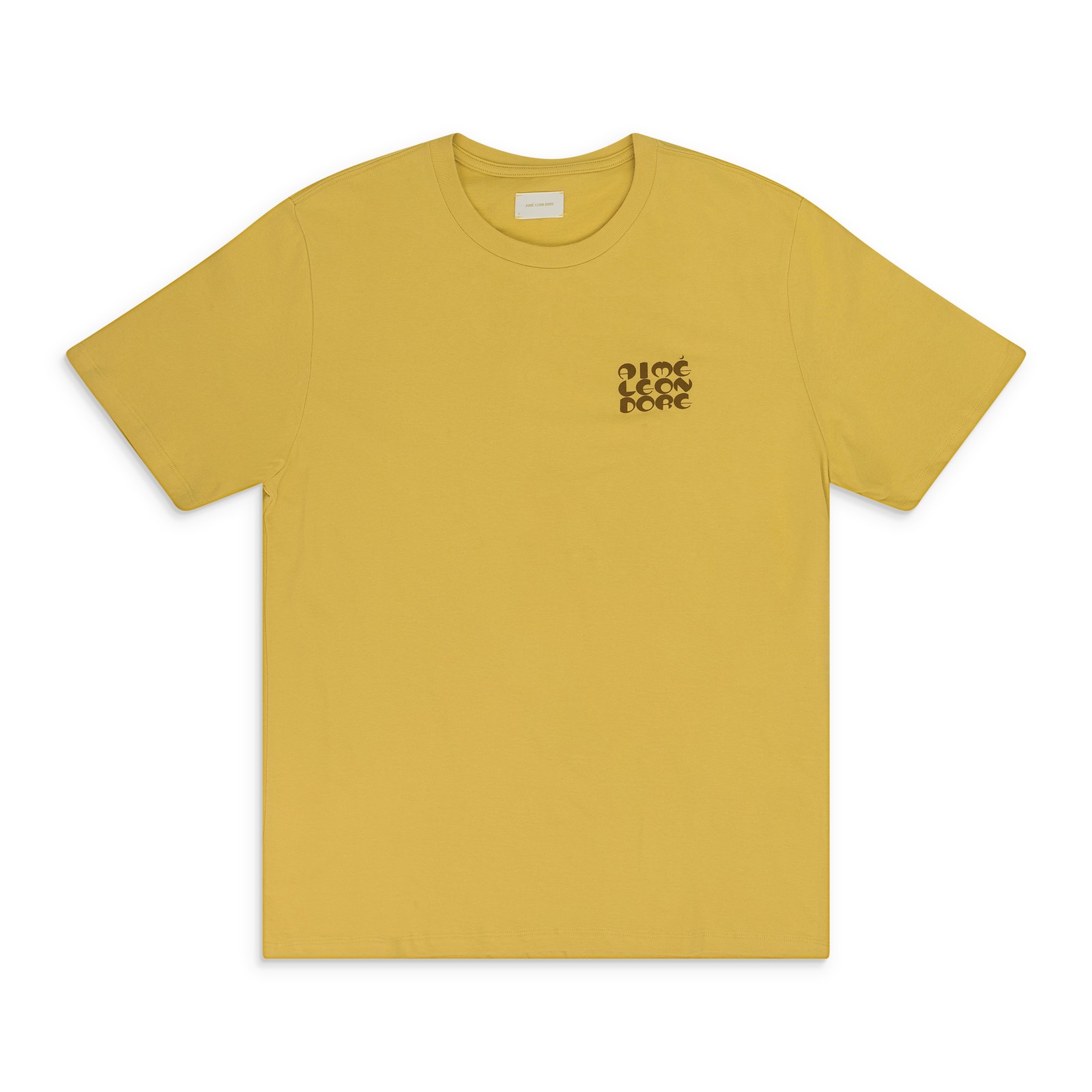 AIME LEON DORE Ochre Stacked Logo T-Shirt SIZE L $85
