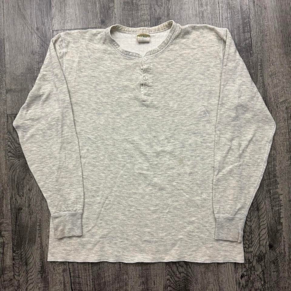 Vintage LL Bean Two Layer Wool Blend Henley River Driver's Shirt XL gallery