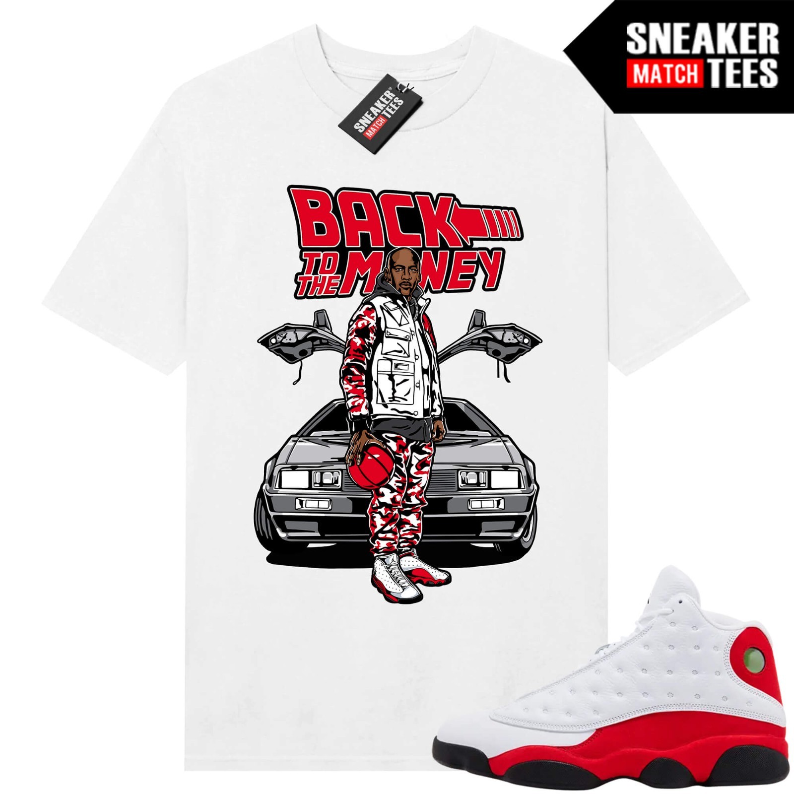 Retro 13 Chicago White Red Shirt to Match- Back to Money - Match Tees gallery