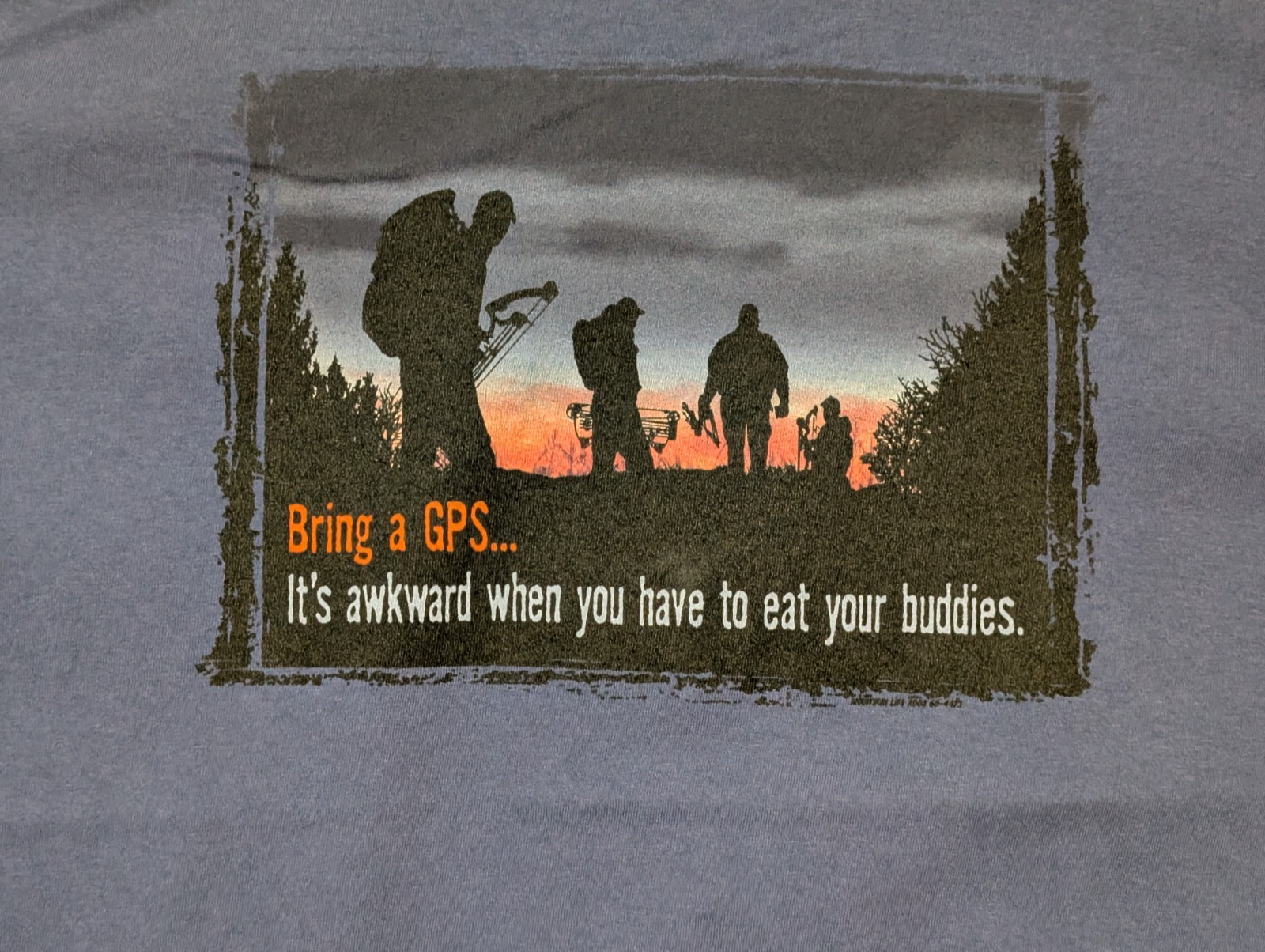The Mountain Mens T-shirt Blue Bring A GPS Print On Back Retired Logo 2XL #6718