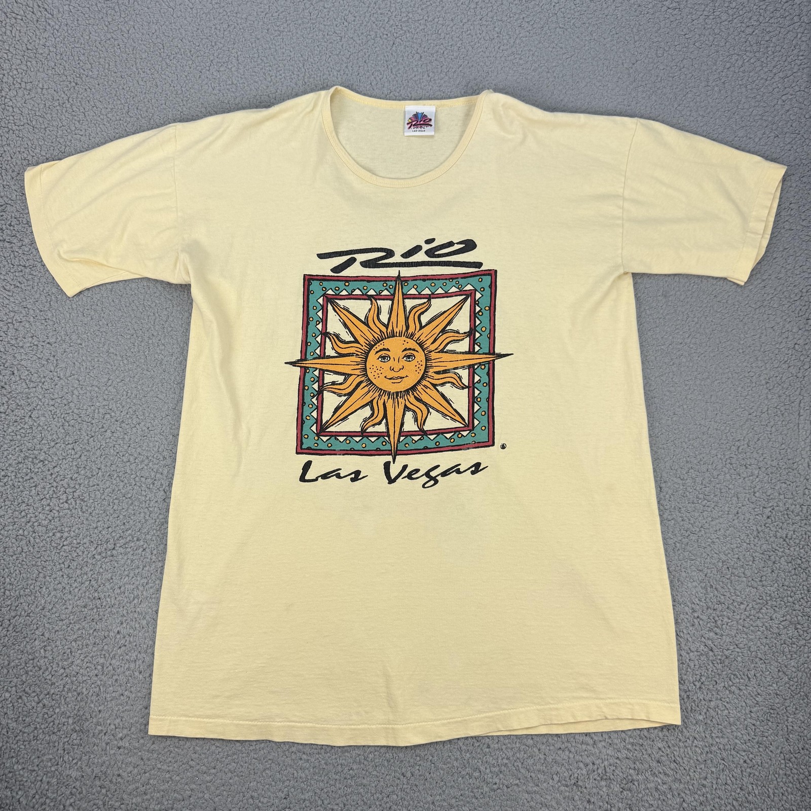Vintage Rio Las Vegas Shirt Mens XL Yellow Sun Graphic Casino Resort Tee 90s gallery