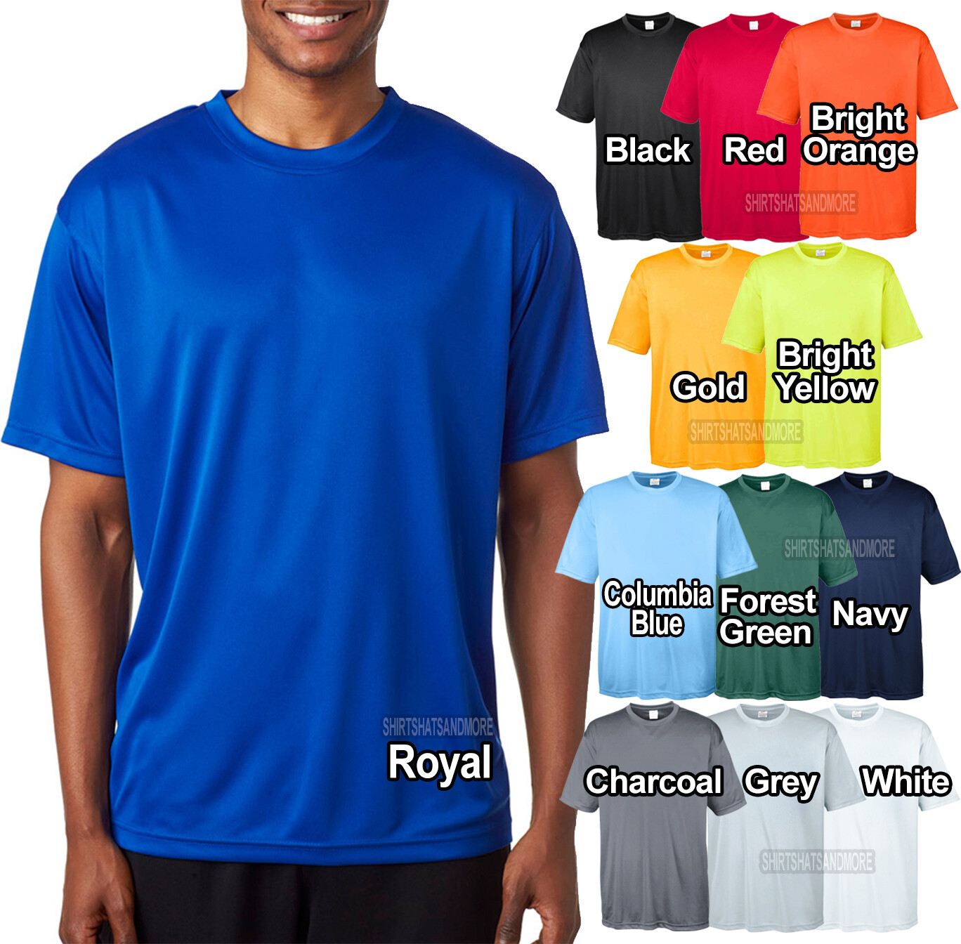 Big Mens Moisture Wicking T-Shirt XL 2XL 3XL 4XL 5XL 6XL Dri Fit Performance Tee gallery