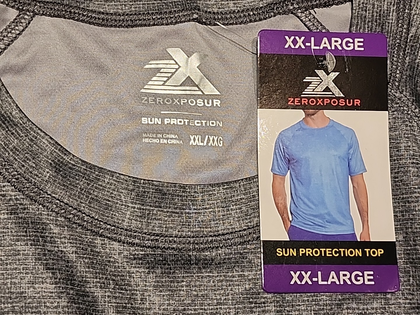 Mens Zeroxposur Tee T-shirt Sun Protection Top Short Sleeve Gray / Silver XXL gallery