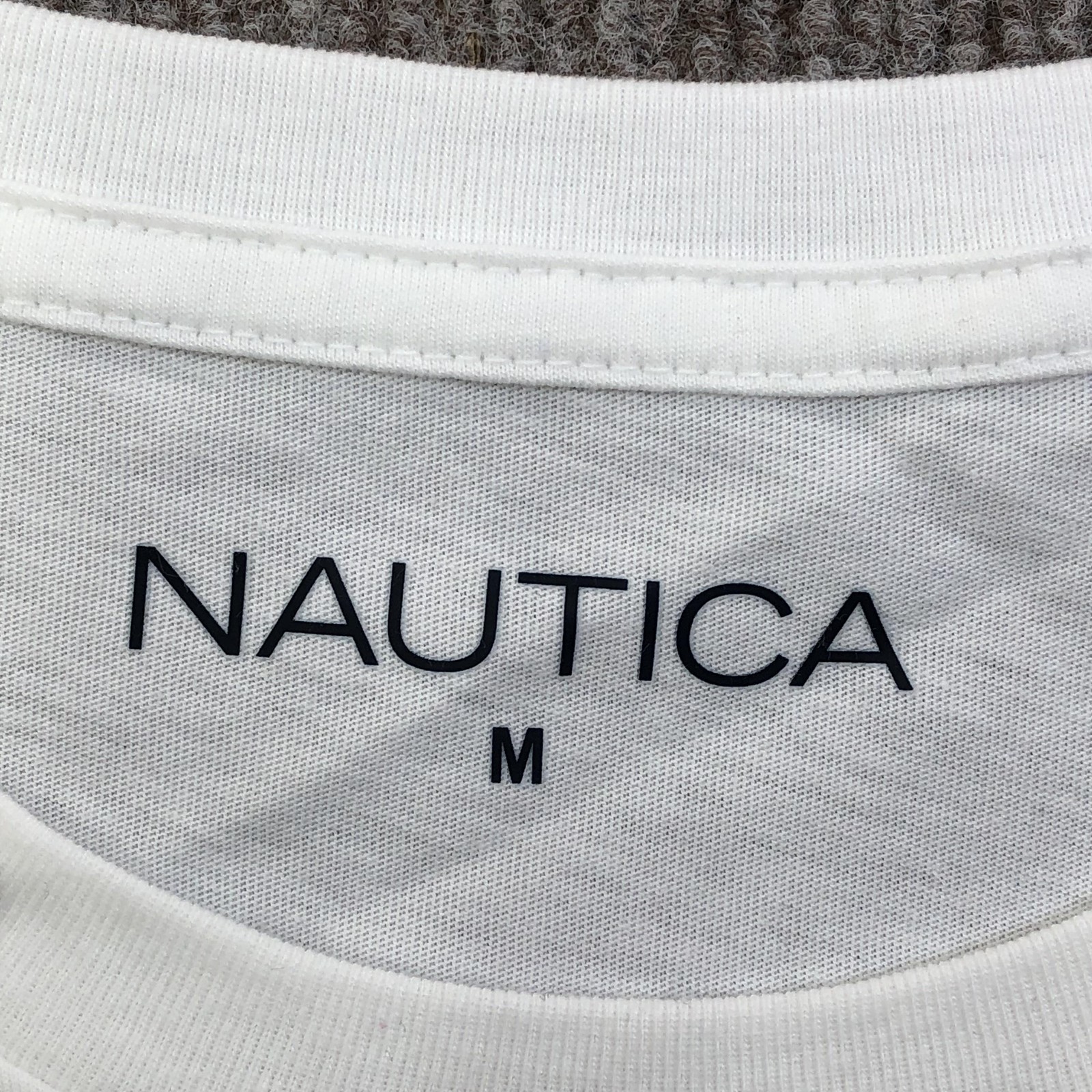 Nautica Shirt Mens Medium White Logo Stripe Graphic Tee Tagless Nautical gallery