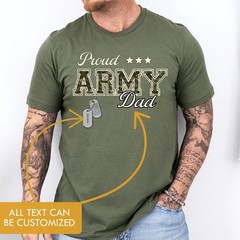 Personalized Proud Army Dad Shirt Custom Name Dog Tag Military Father’s Day Gift