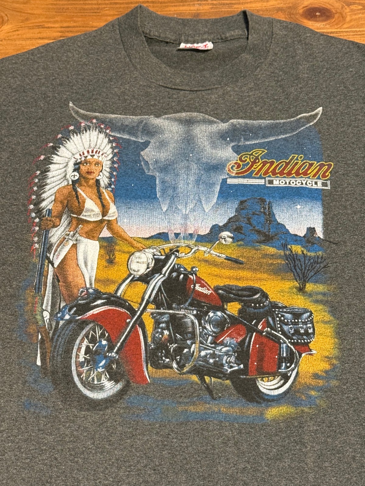 Vintage TeeJays Hef-T Indian Motorcycle Single Stitch T-Shirt Men's XL gallery