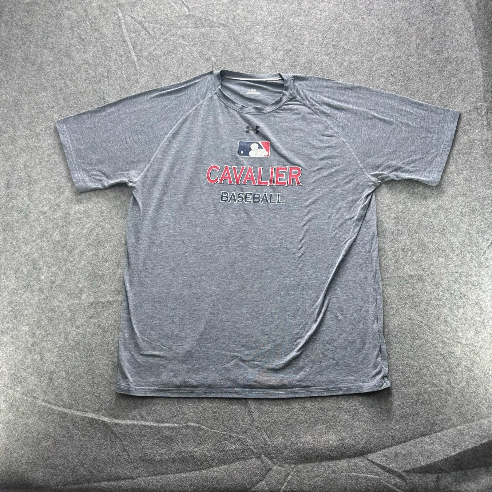 Under Armour Shirt Mens L Gray Cavalier Baseball Graphic Moisture Wicking