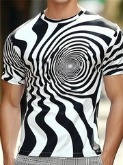 Men’s 3D Print Abstract Quick-Dry Breathable Short Sleeve T-Shirt