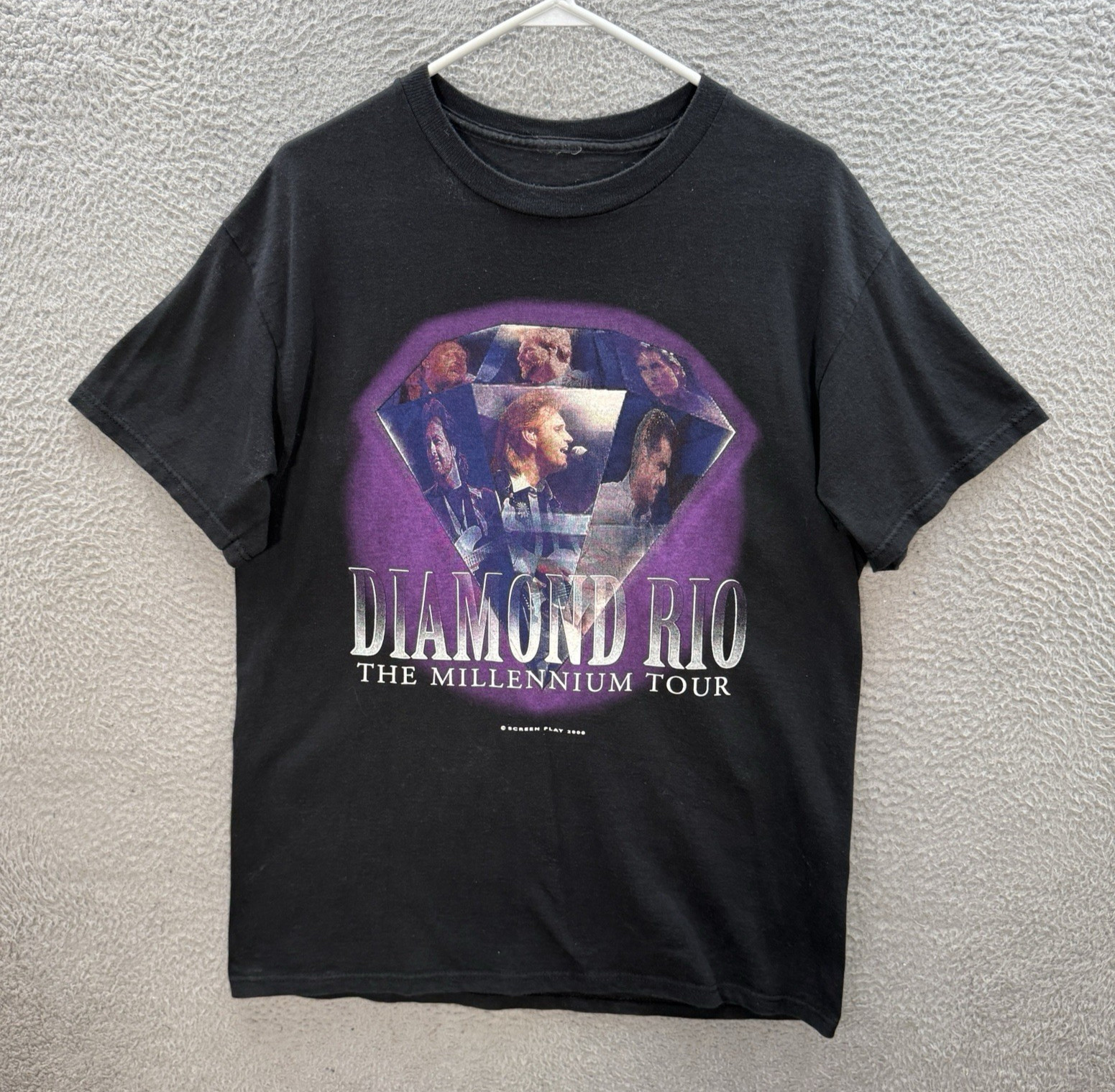 Vintage Diamond Rio Shirt Adult XL Black Crewneck Tee Country Music 90s Y2K