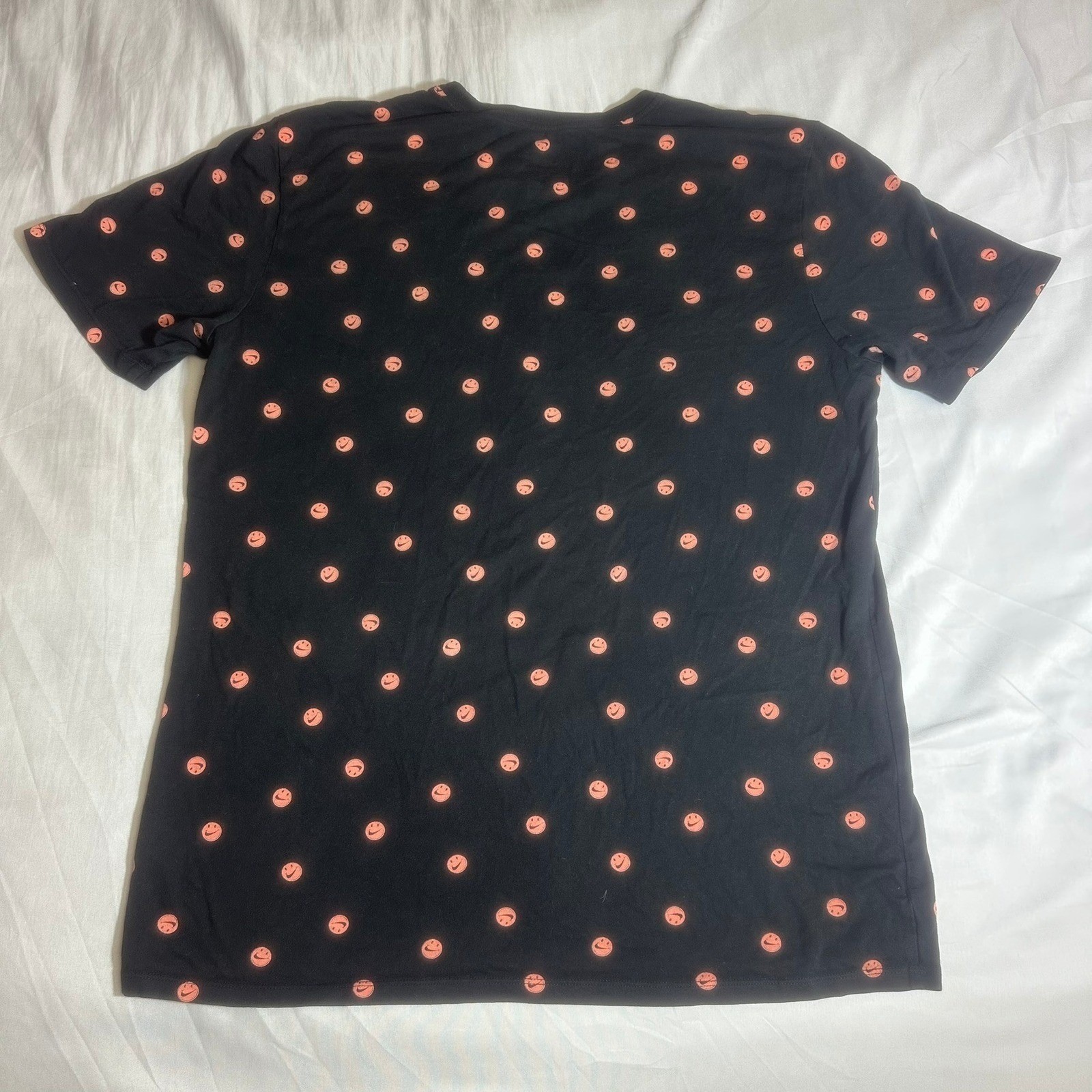 Nike Smiley Face All Over Print T Shirt Black AOP Logo Streetwear Mens Large gallery