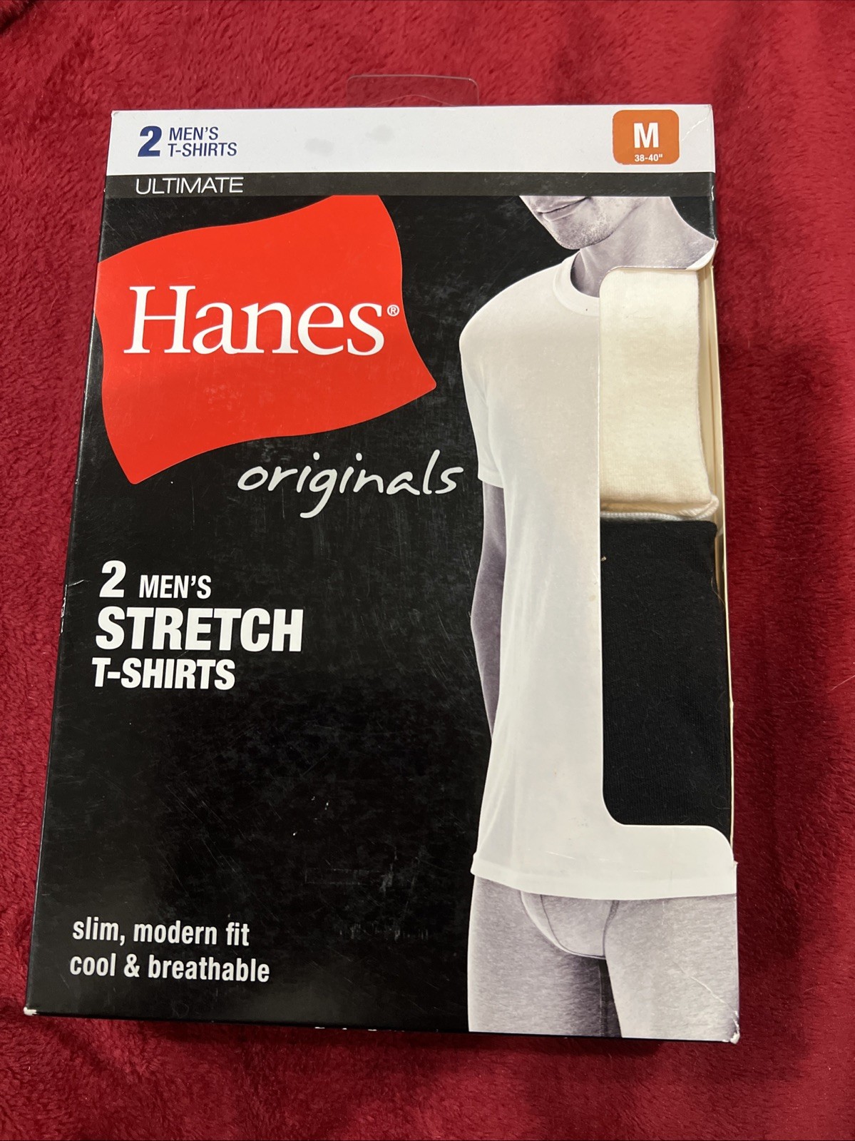 Hanes Originals 2-Pack Ultimate Stretch T Shirt White/Black -Medium 38-40” – NIP