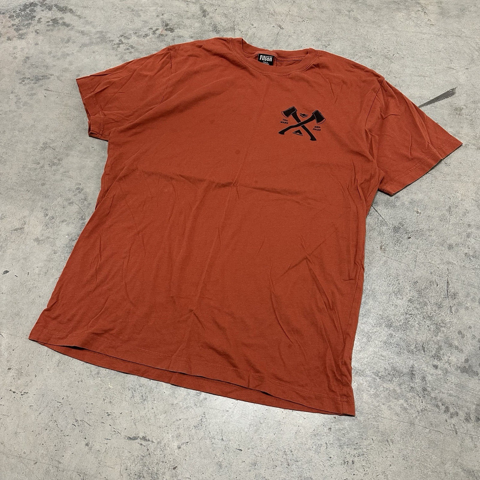 C.C. Filson Alaska Outfitters Hatchet Logo T-Shirt Salmon Fish Fishing Large gallery