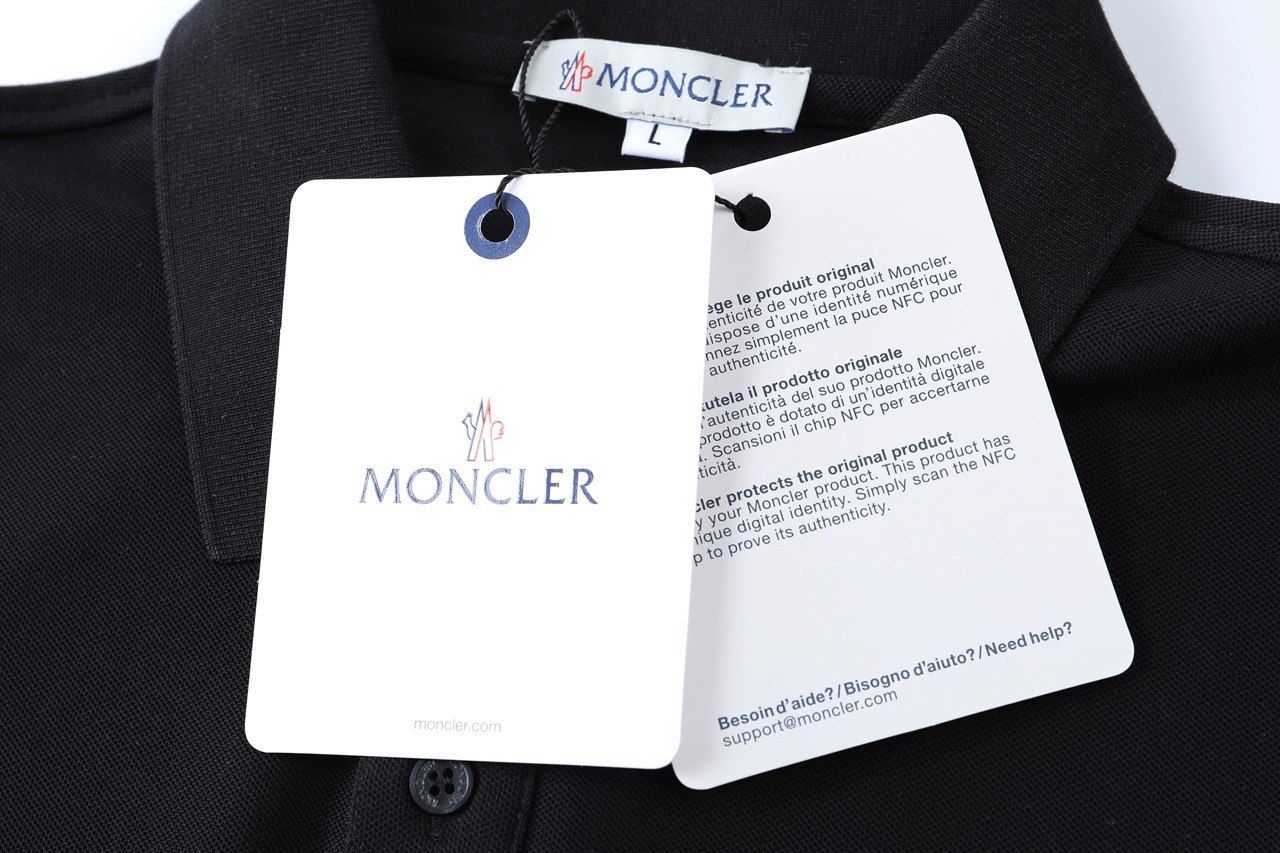 Moncler Black Men's M-Embroidered Polo Shirt L gallery