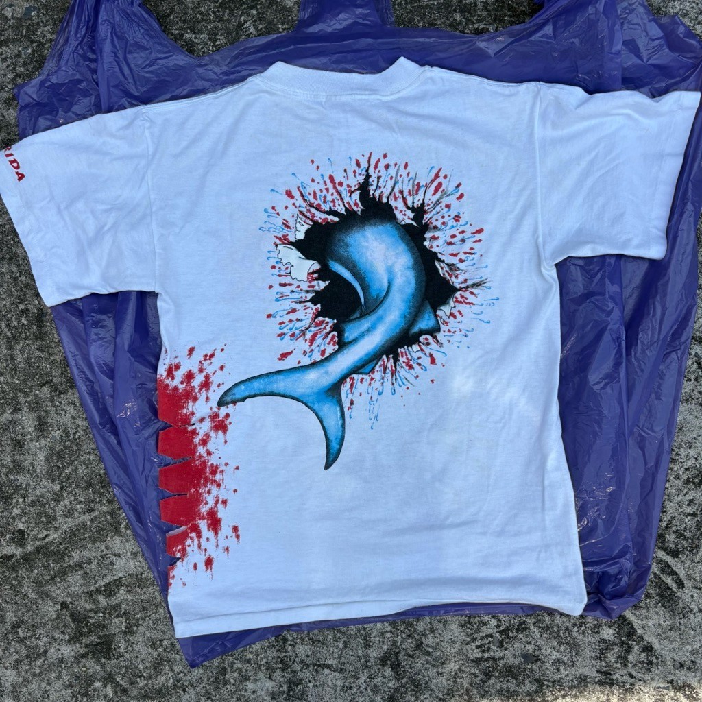 Rare Vintage 1993 Shark Attack T-Shirt Miller Brand Made in USA Big Graphic M gallery