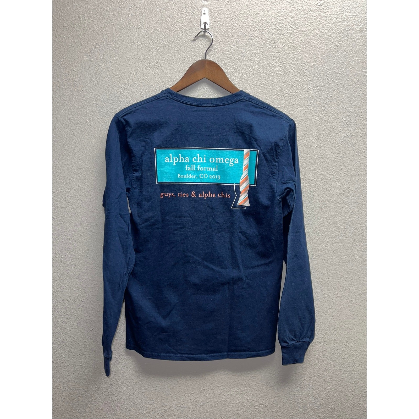 Alpha Chi Omege Shirt Long Sleeve 2013 Fall Formal Suit & Tie Boudler Tee Small gallery