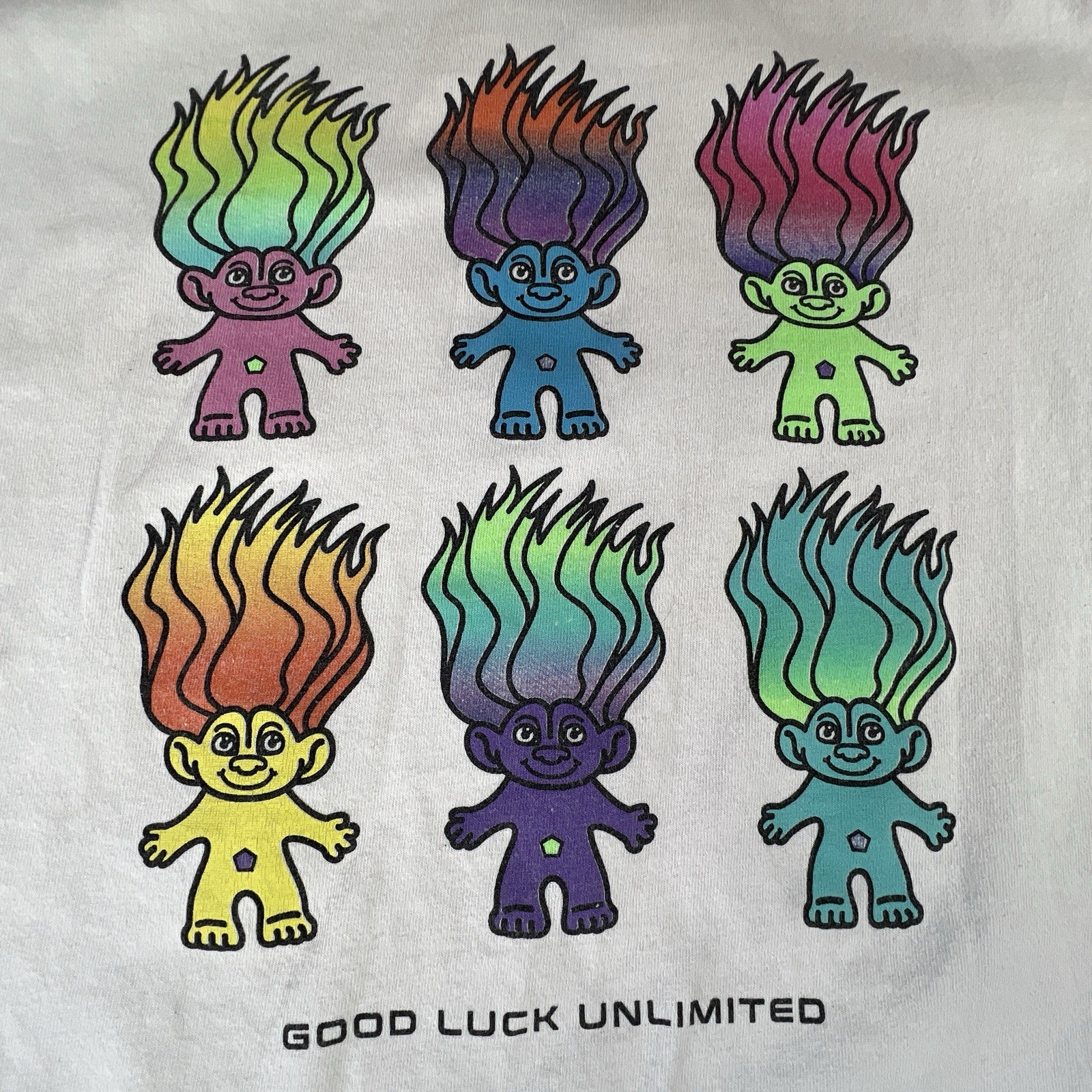 Good Luck Trolls T Shirt Mens Size M White Short Sleeve Crew Neck Casual Adults gallery
