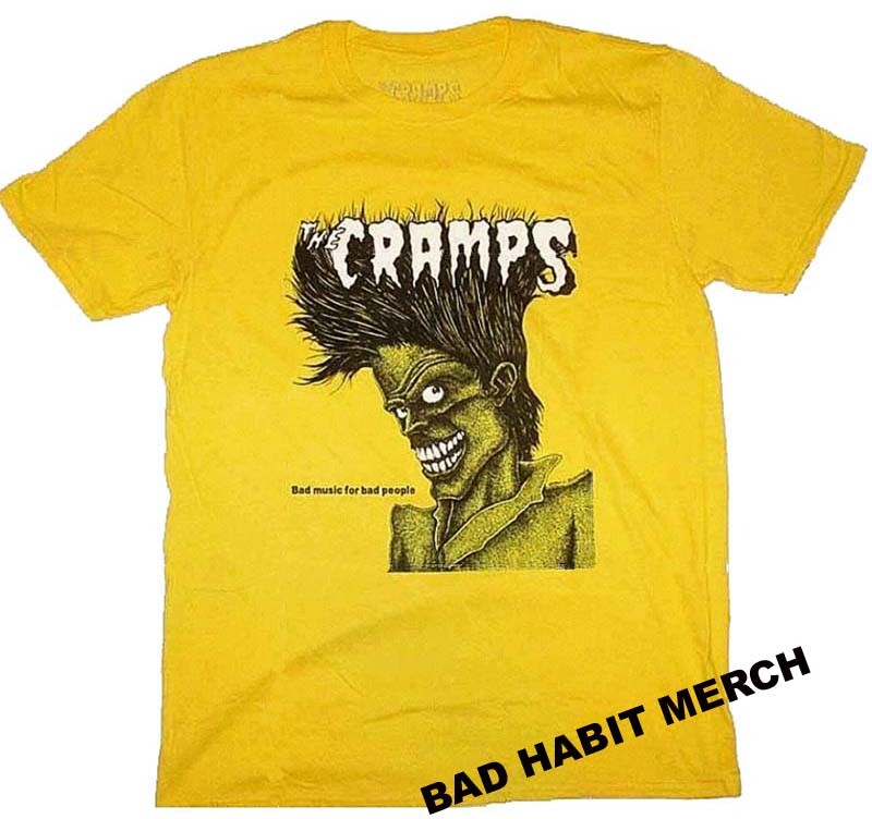 Authentic The Cramps Bad Music for Bad People Yellow Band T-Shirt badhabitmerch