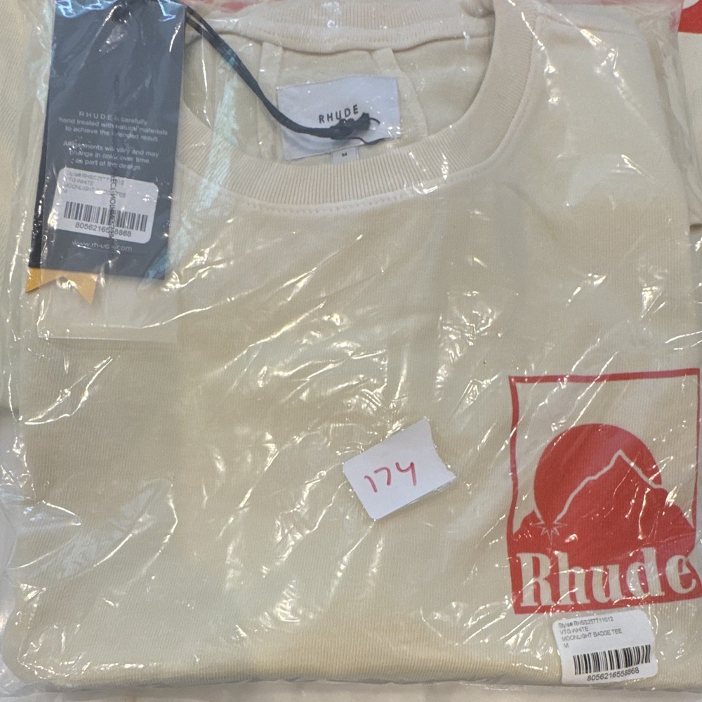 RHUDE Moonlight Badge Tee Men’s M White Cotton Graphic Logo Crew Neck Tee