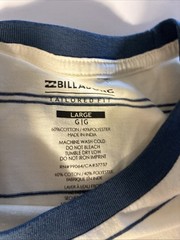 ✅NWT Billabong Men’s Ivory/Navy Stripes T-Shirt Sz Large Short Sleeve Tee