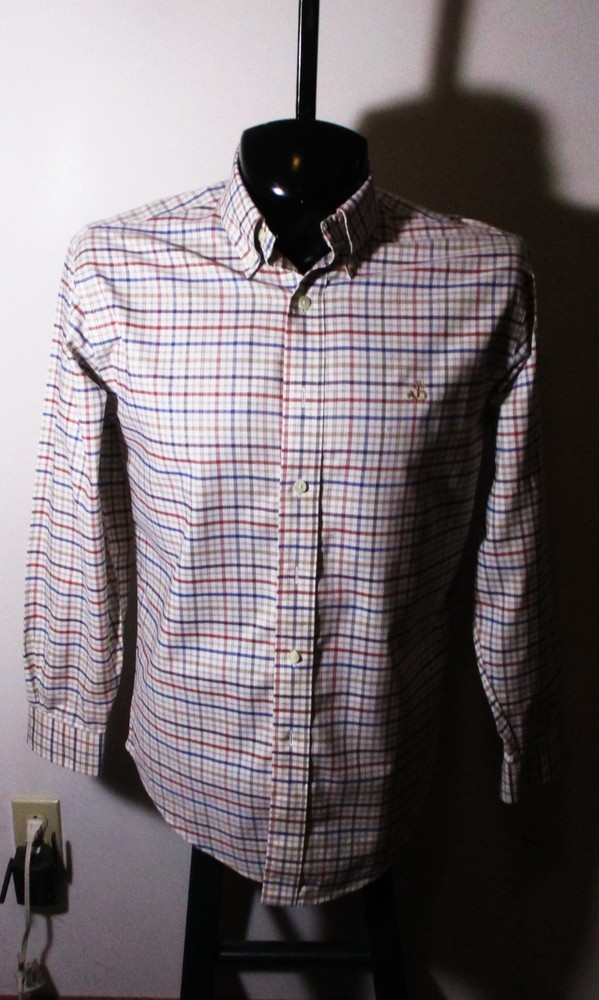 BROOKS BROTHERS Tan w/ Blue Rust Long Sleeve “Oxford” Shirt Men’s Size S