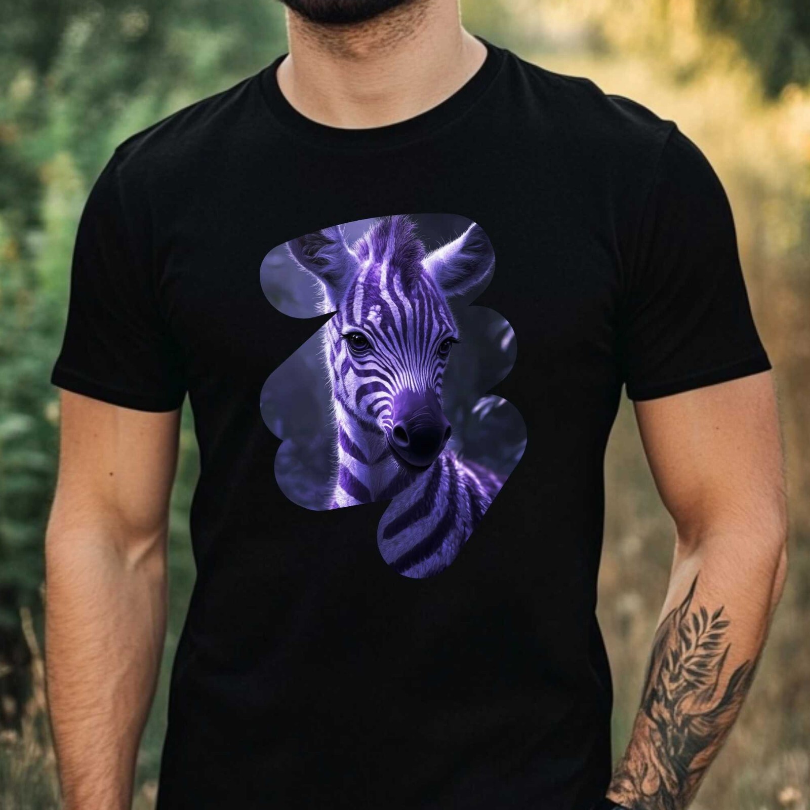 Mens Purple Zebra Motif Cotton T-Shirt Size XS to 5XL gallery