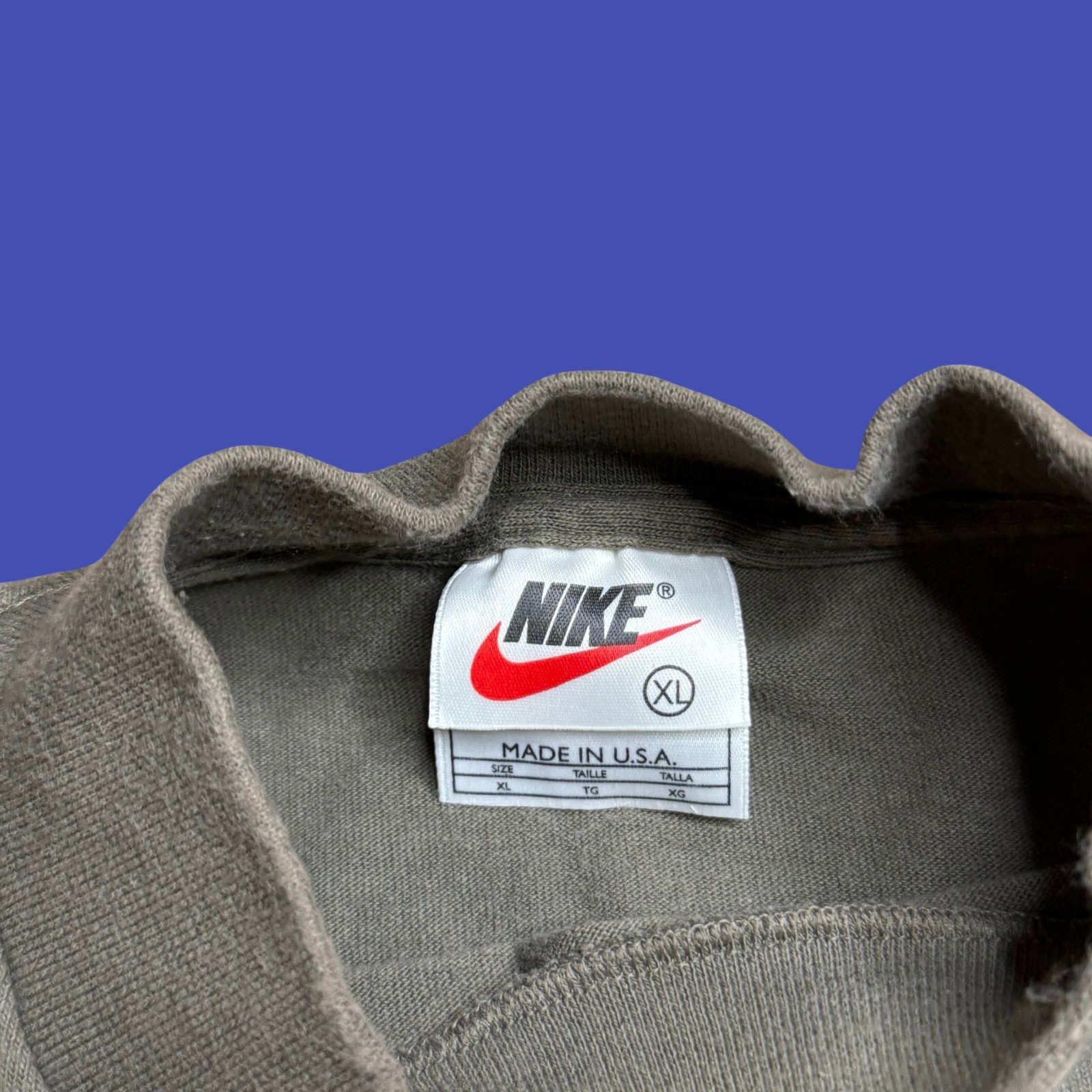 Vintage Nike Long Sleeve T Shirt XL Brown Mock Neck Logo Swoosh USA Made gallery