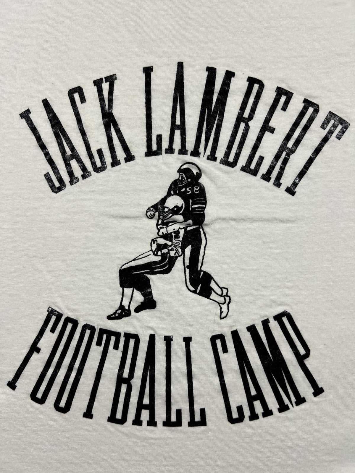 Jack Lambert Football Camp Men's White Ringer T-Shirt Size L Vintage 70s 80s gallery