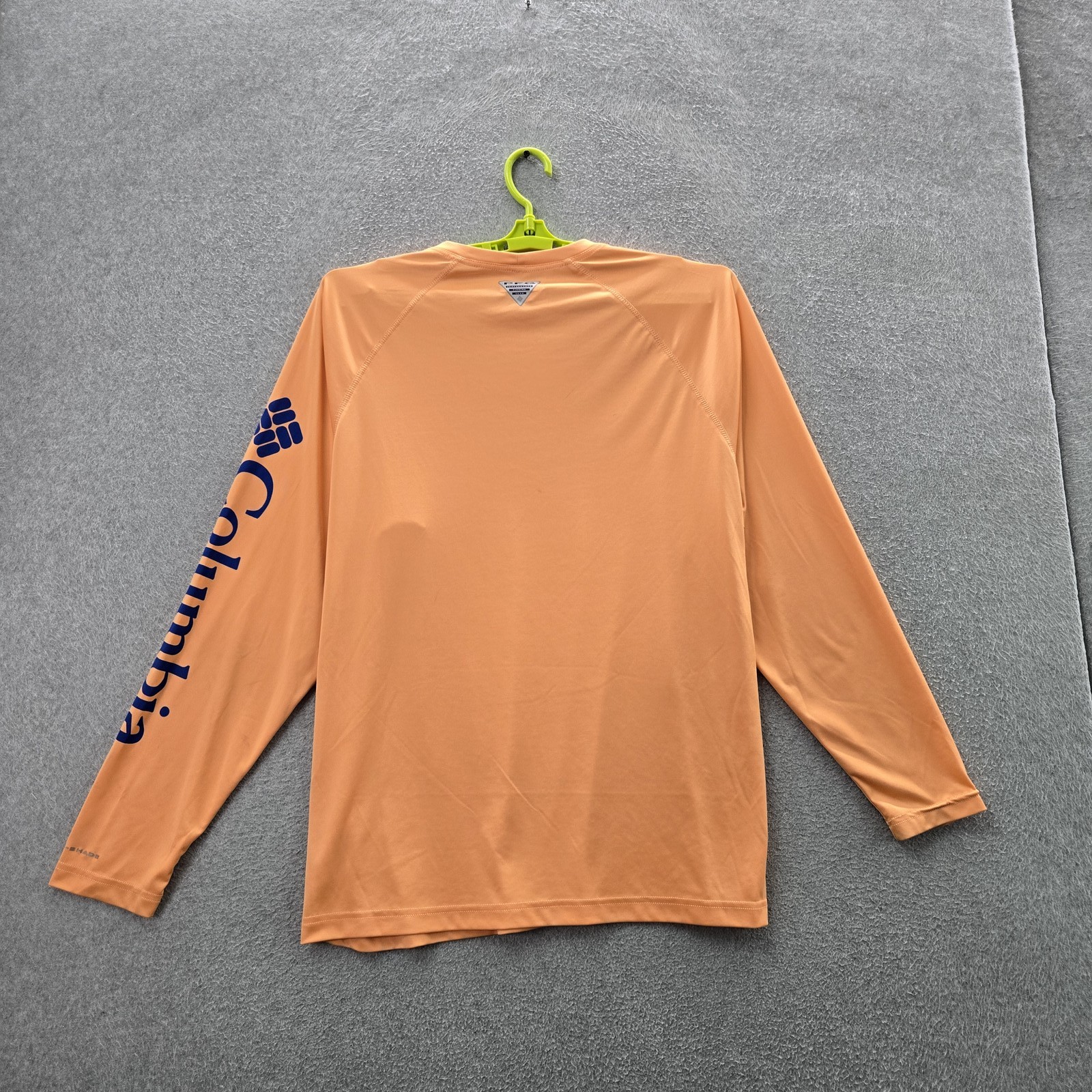 Columbia Men Shirt L/G Orange Logo Text PFG Activewear Long Sleeve Fishing gallery