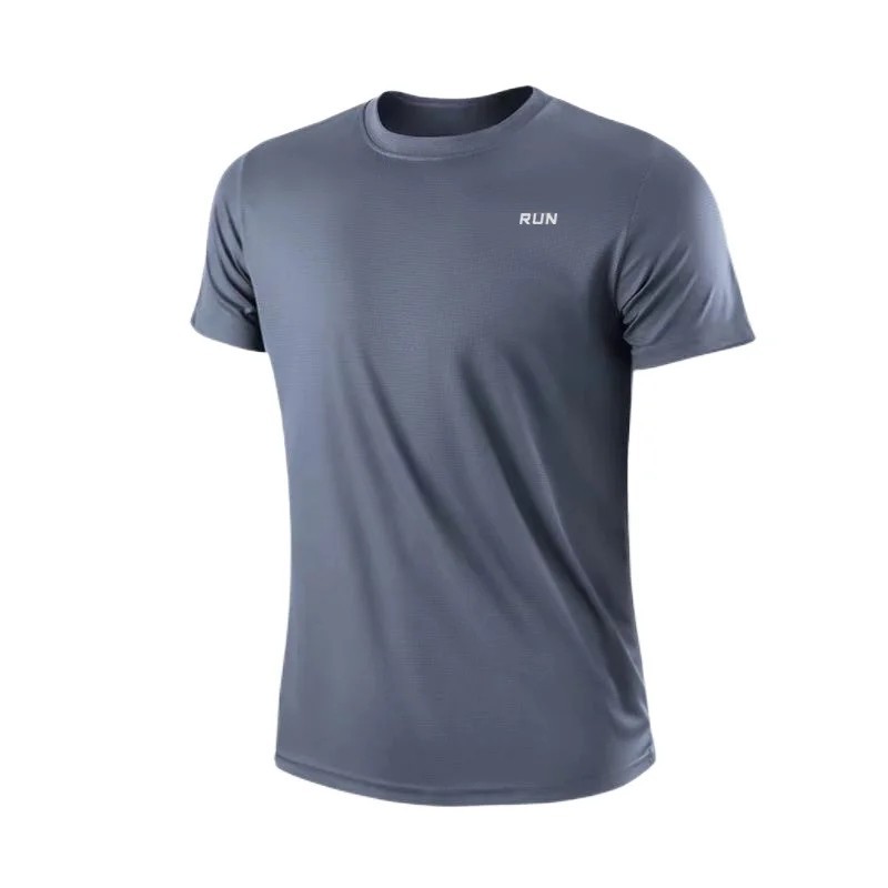 Men Summer Ice Silk Short Sleeve T-Shirt Quick Dry Fitness Sports Gym Wear Gift gallery