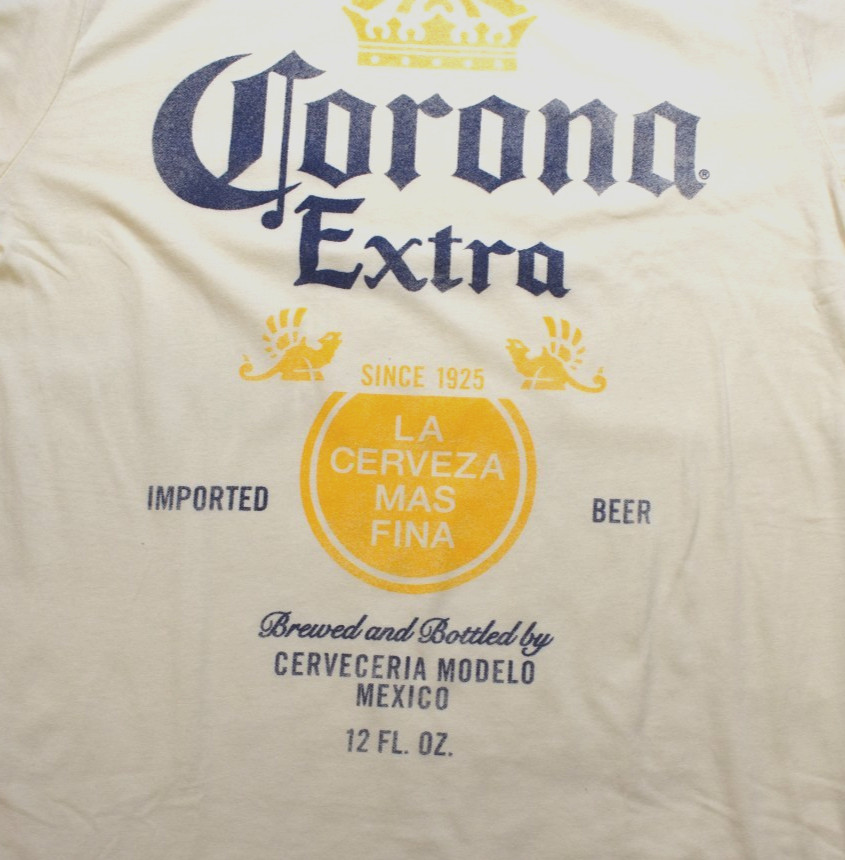 Corona Extra Vintage Graphic Ivory Mens Ringer Shirt NWT Medium gallery