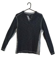 Johnston & Murphy Shirt Mens Size S Henley Long Sleeve Jersey Gray