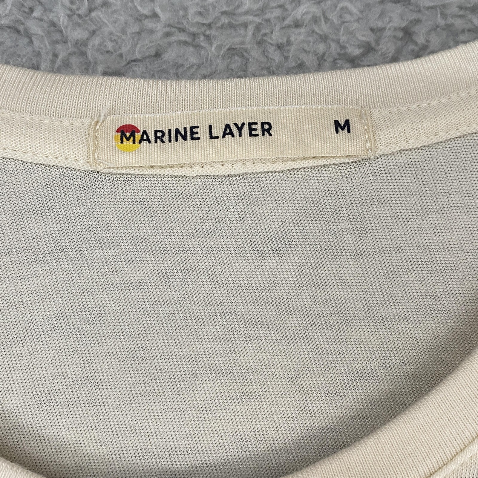 Marine Layer Shirt Mens Medium White Stripe Crewneck Tee Soft Lightweight gallery