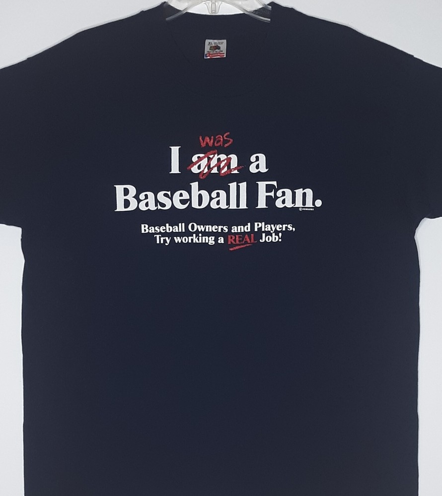Vintage 90s MLB Baseball Strike T-Shirt Size XL I Was A Baseball Fan Made in USA