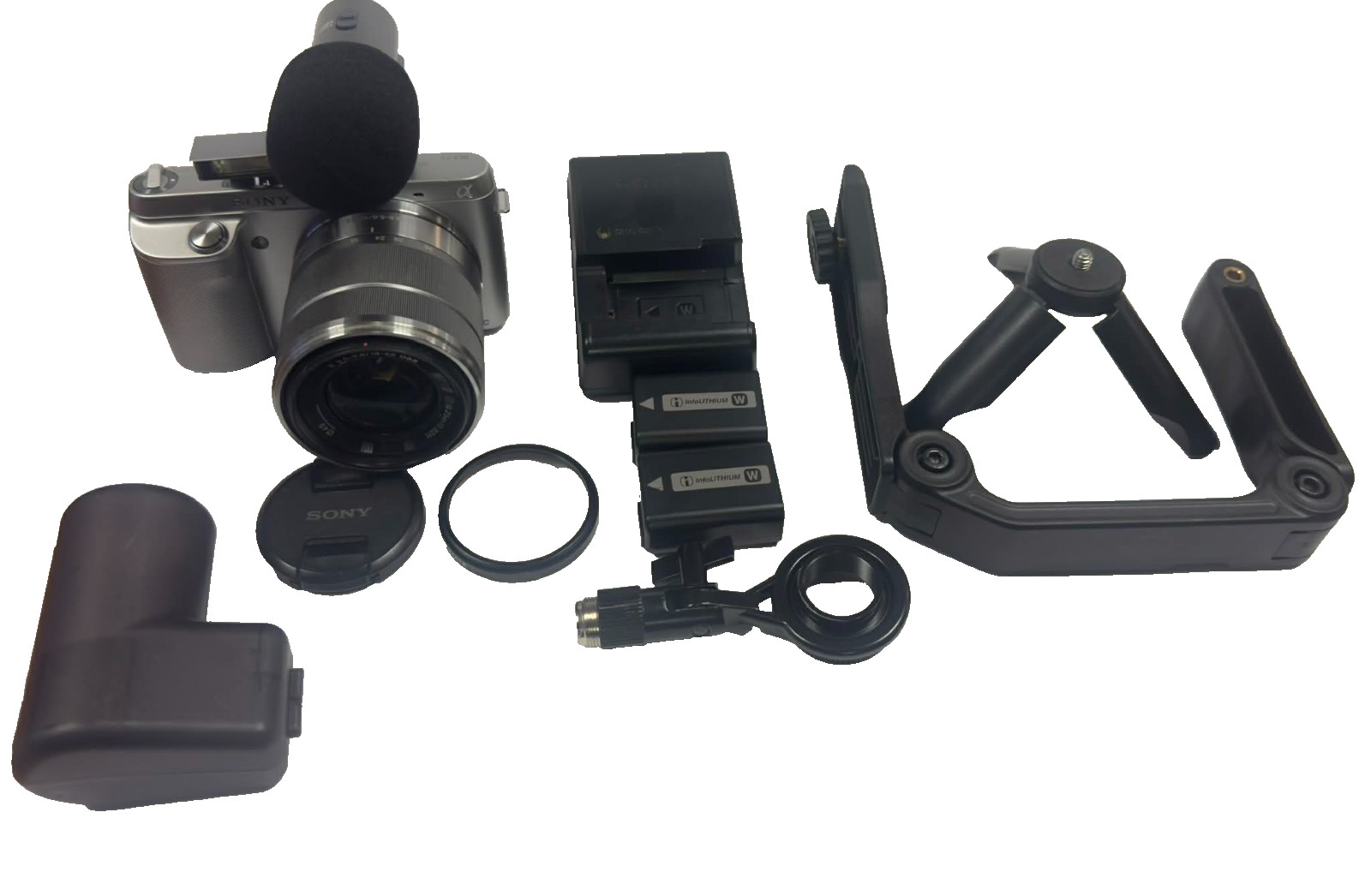 Sony NEX-F3 Mirrorless Digital Camera Body 16.1MP with Lens and Accessories