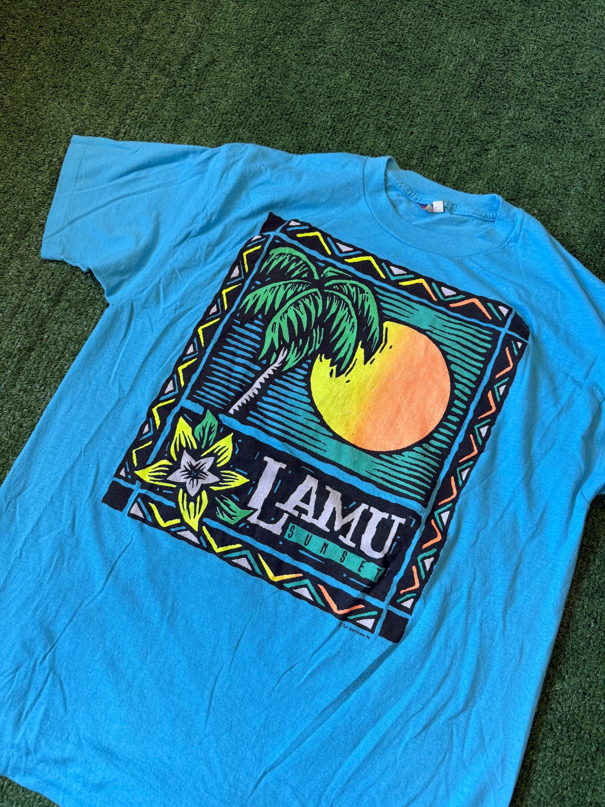 Vintage 90s LAMU ISLAND KENYA SUNSET T-Shirt XL Surfer Surf Wear Beach Tee gallery