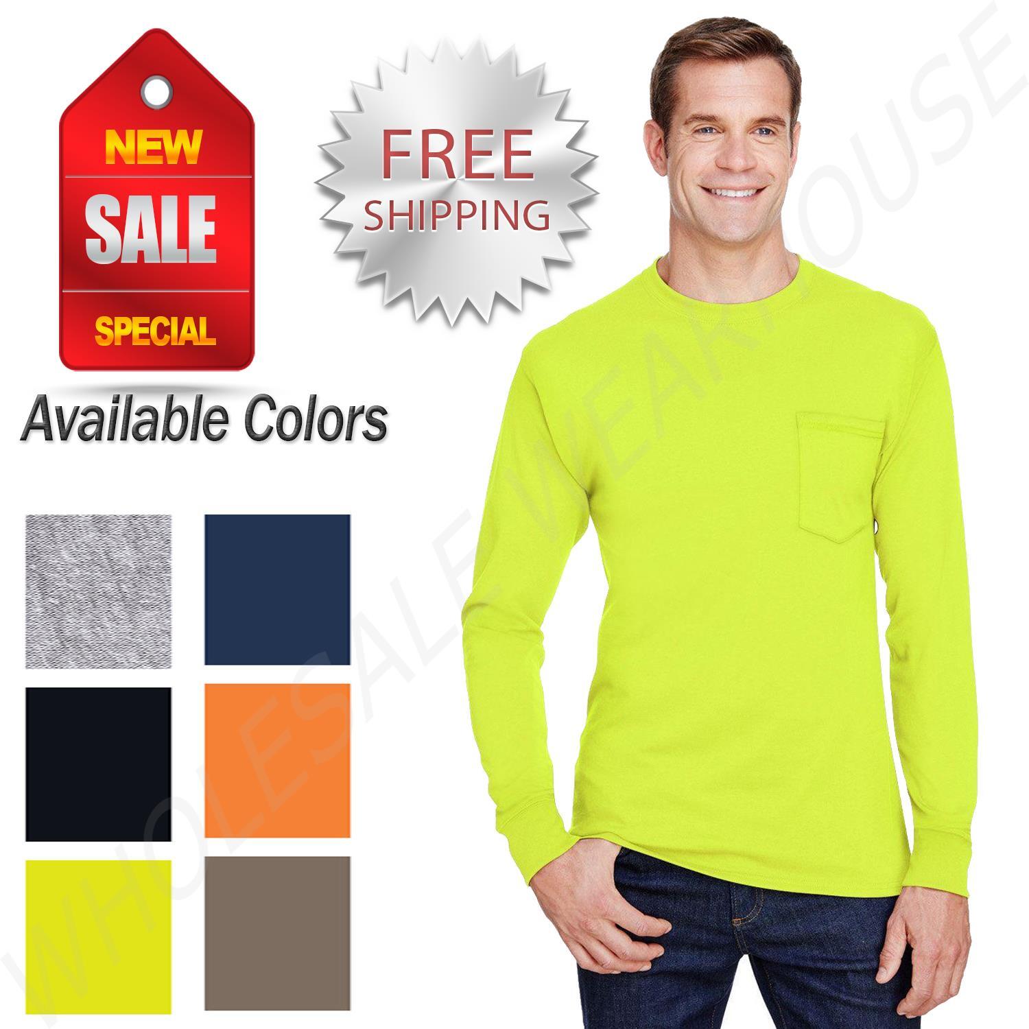Hanes Men’s Workwear Long-Sleeve Pocket T-Shirt W120